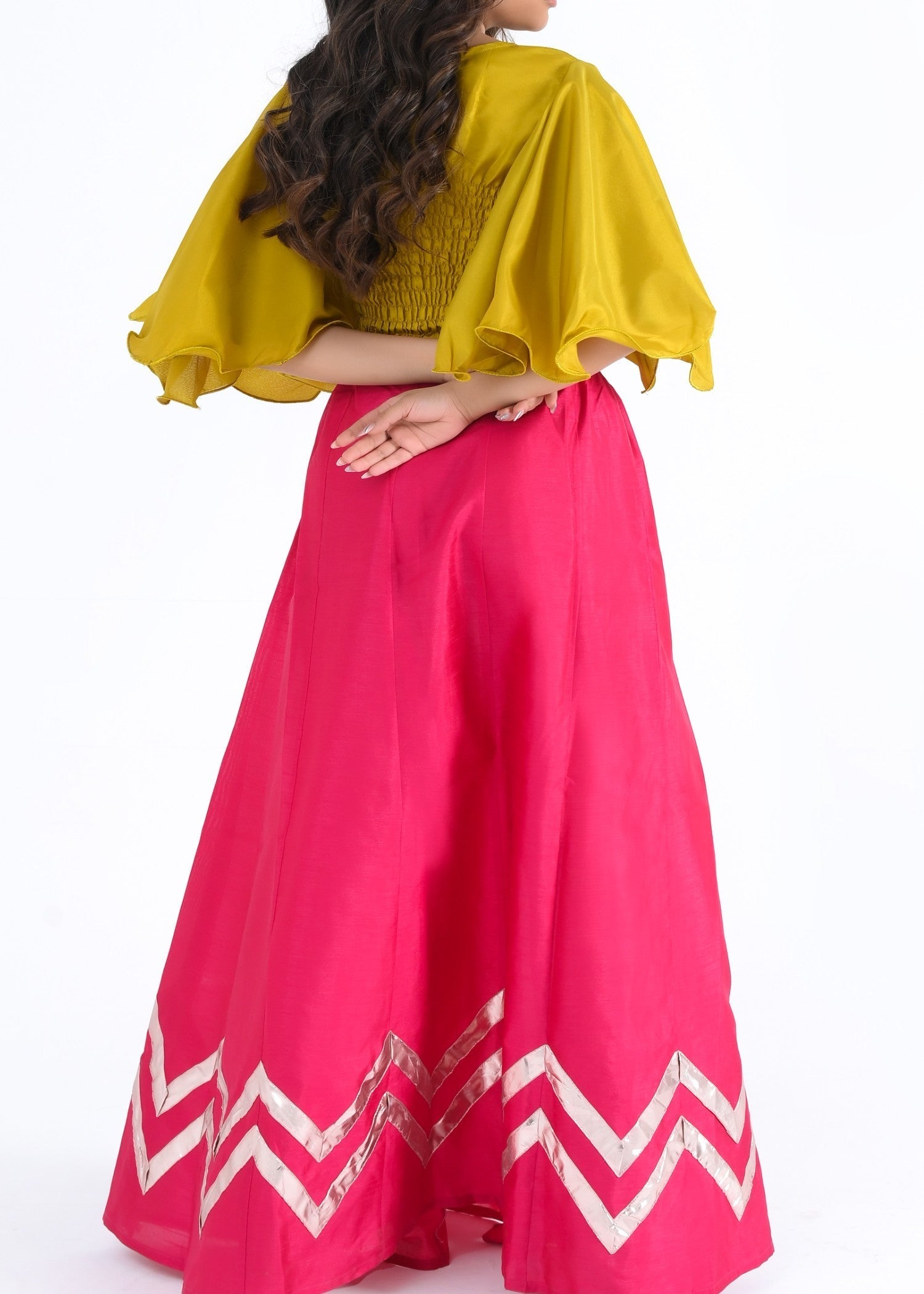 kattan silk Lehenga in Hot pink