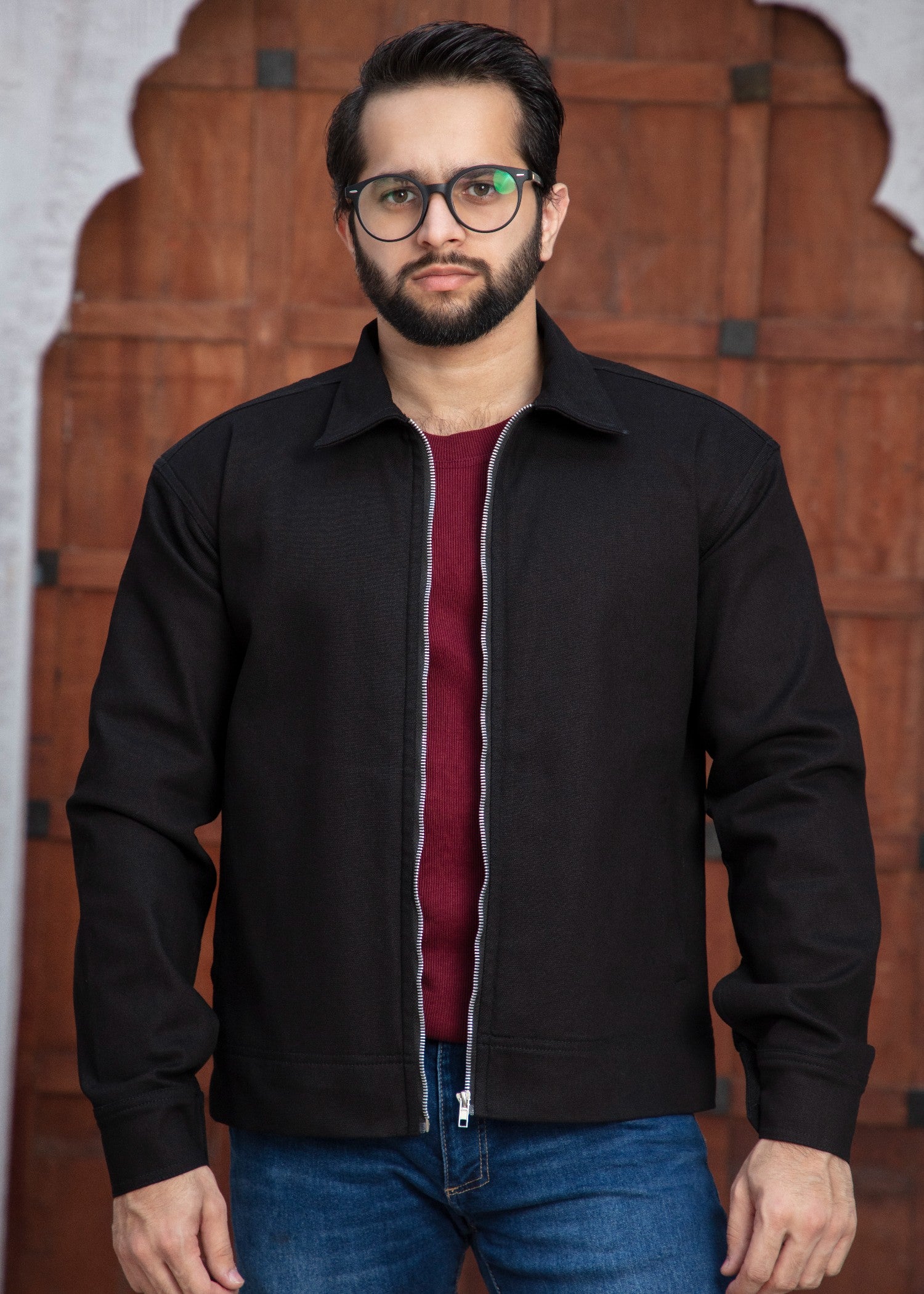 twill cambric Jacket in Black