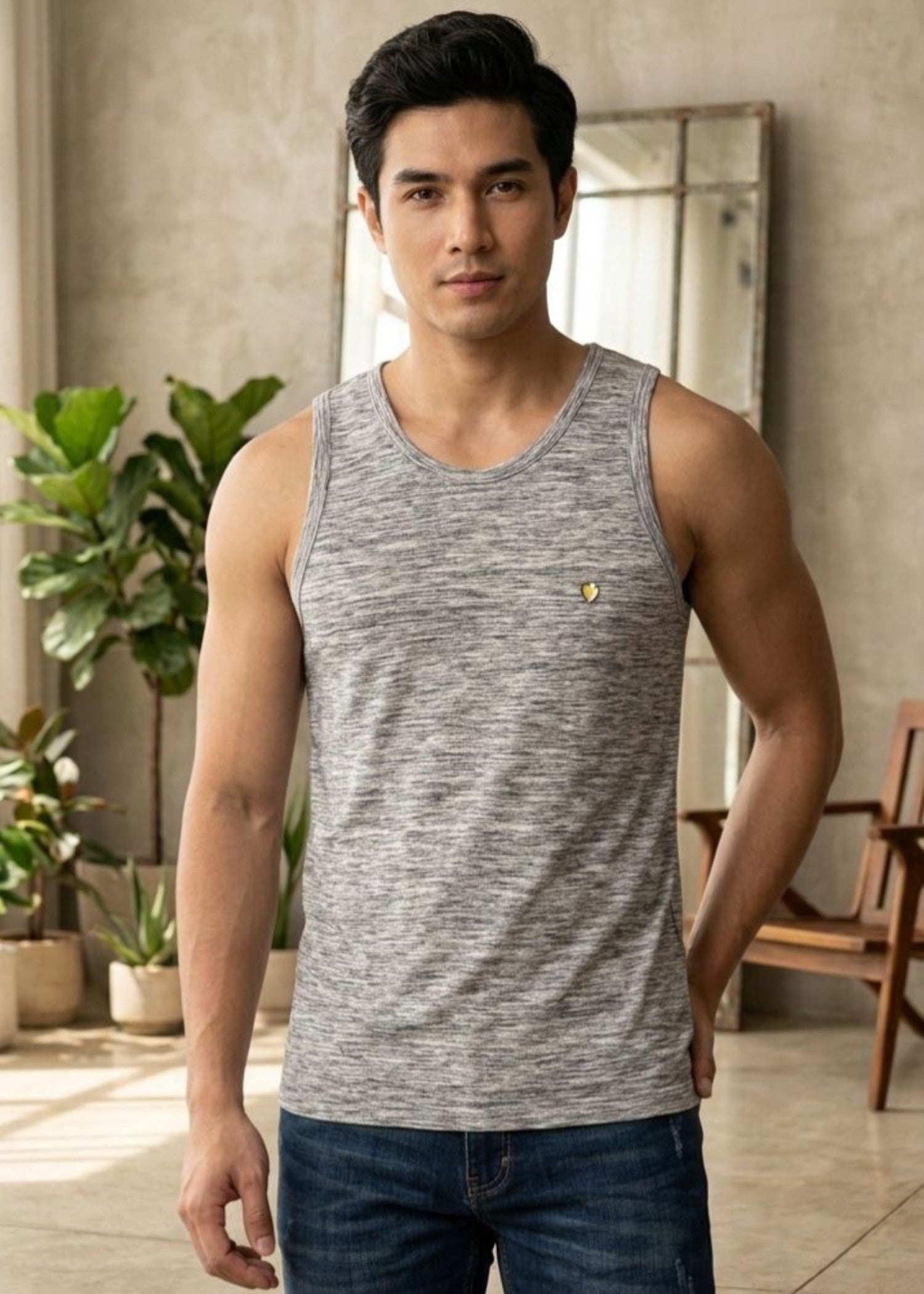cotton Tank Top in Steal grey