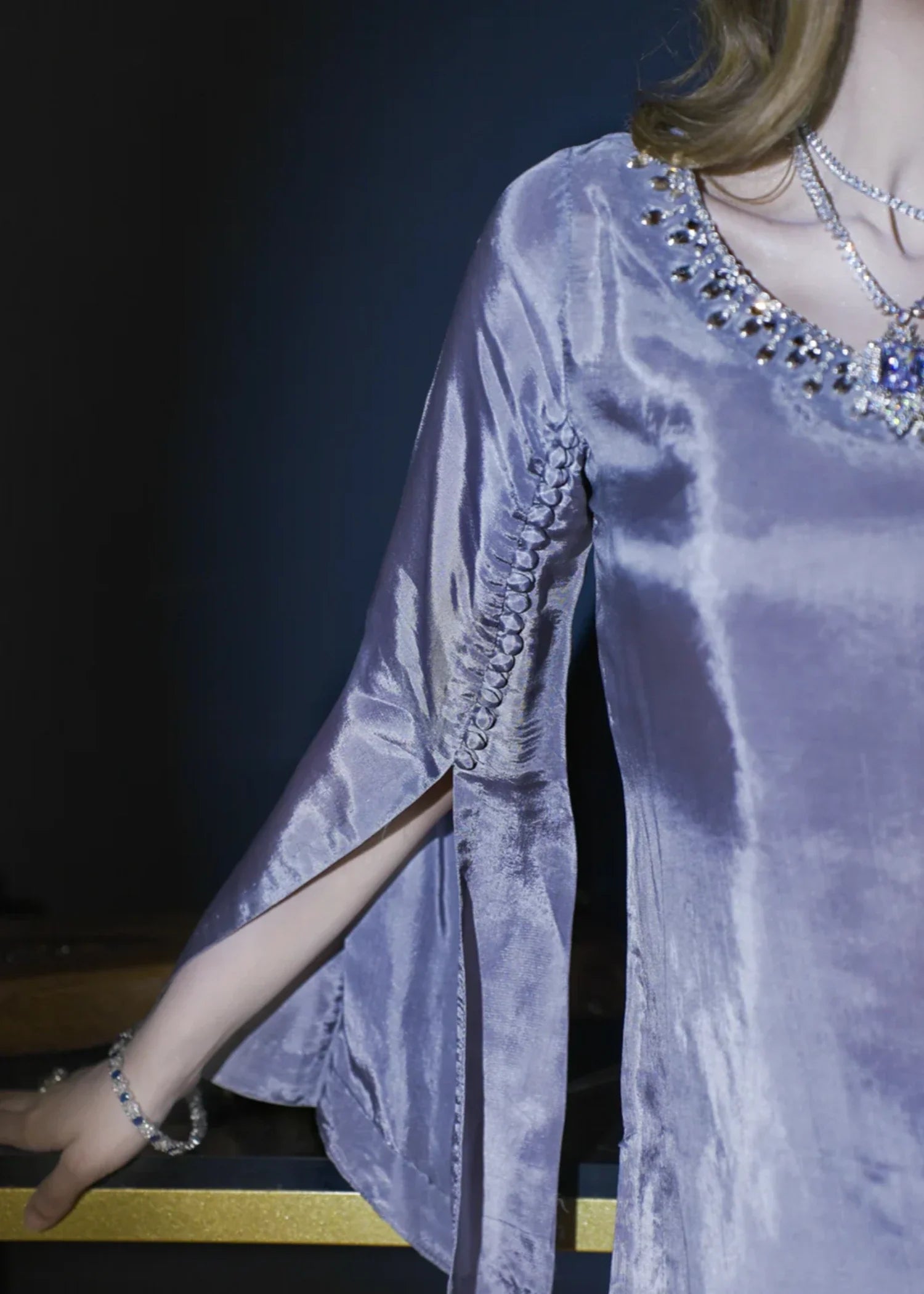tissue silk Kurta Set in Grey