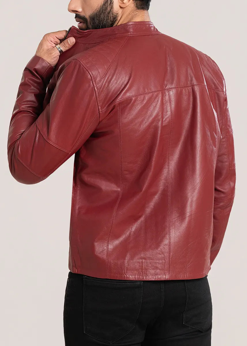 leather Jacket in Maroon