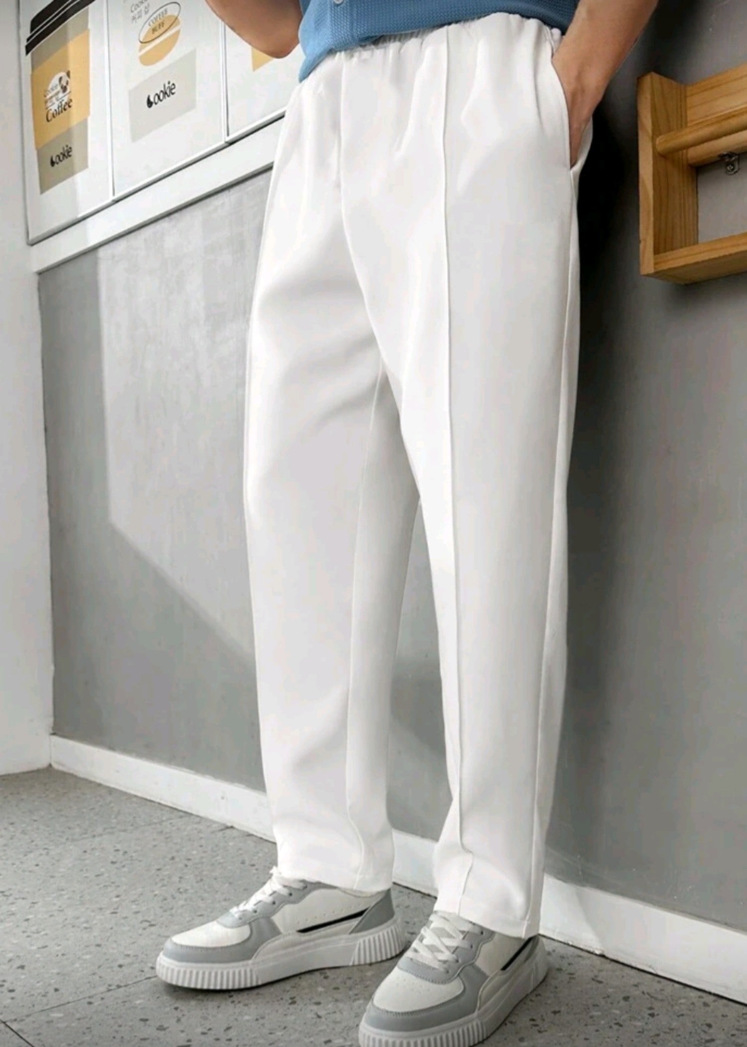 polyester Trousers in Off-white