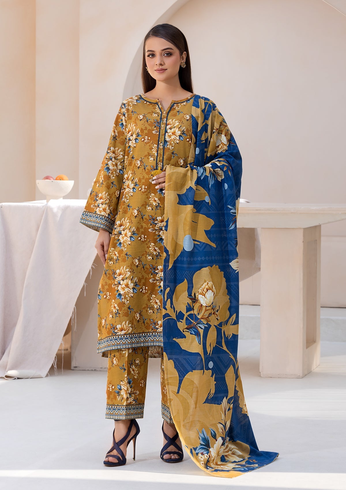 khaddar Kurta Set in Mustard