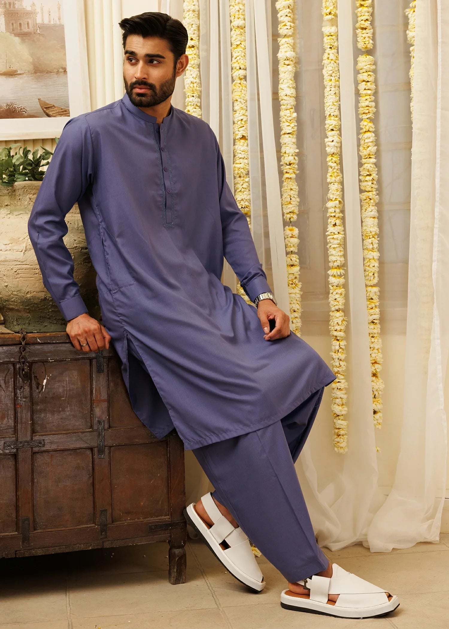 wash & wear Shalwar Kameez in Purple mountain majesty by Black Pearl
