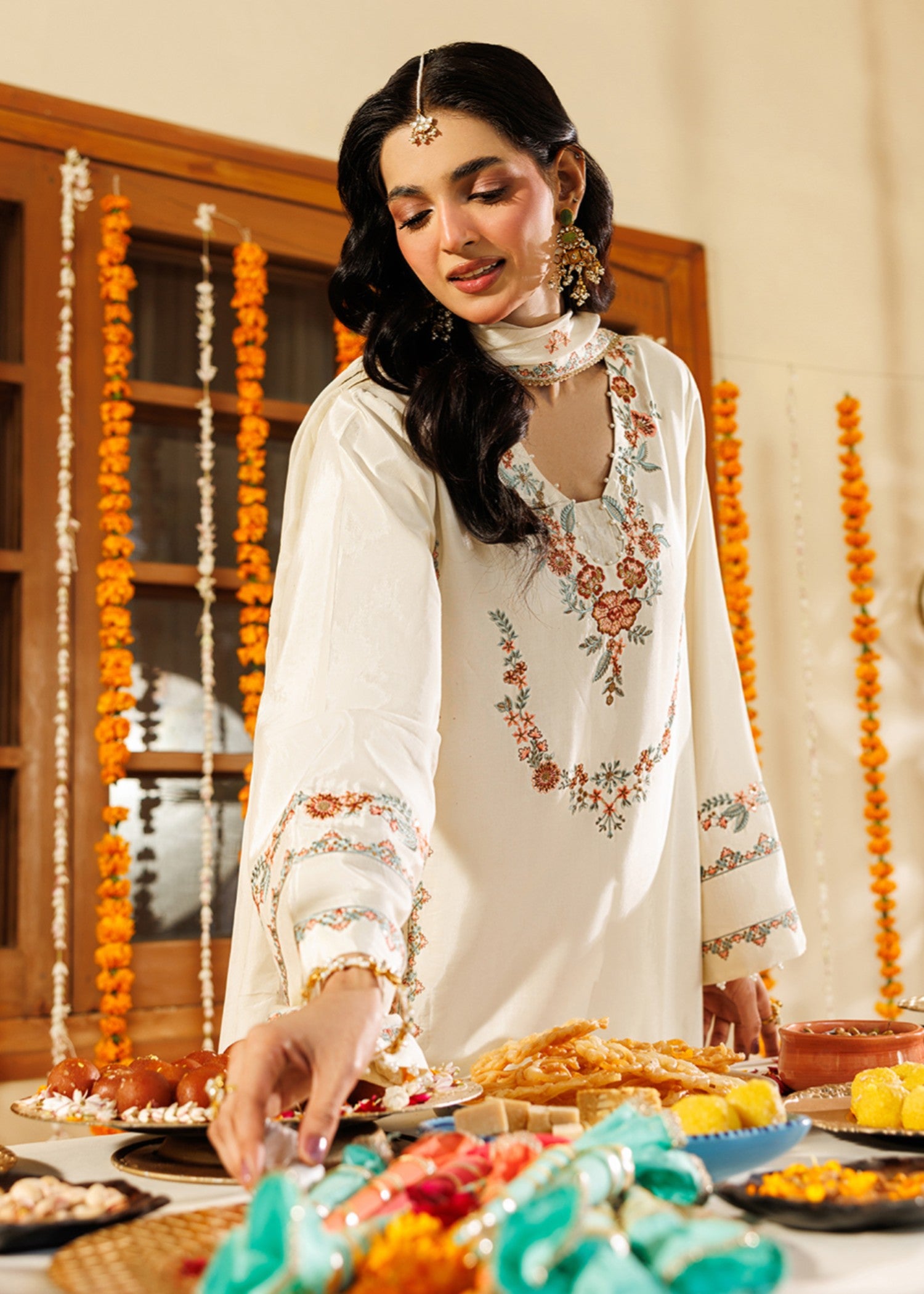 raw silk Sharara in Off-white