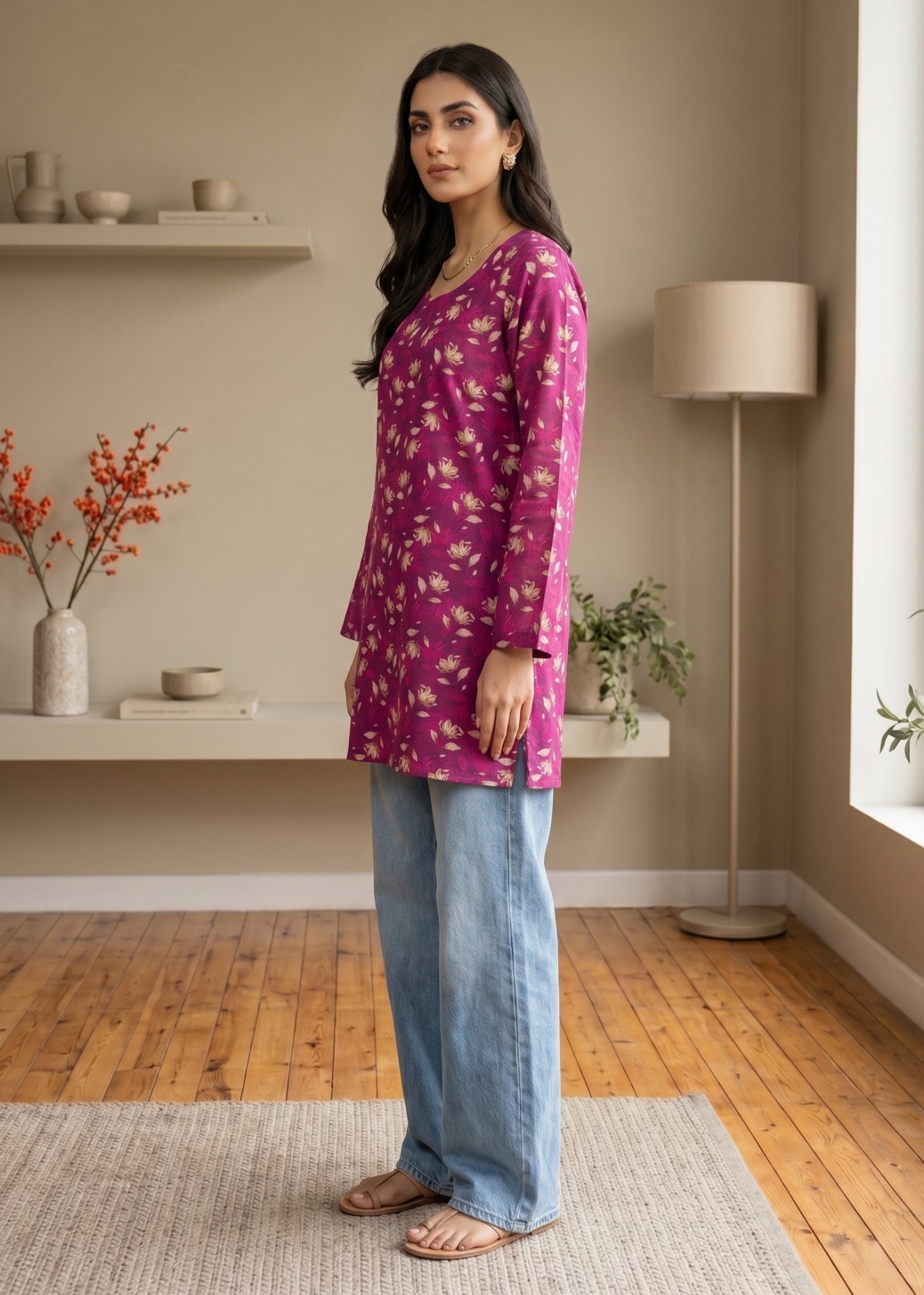 lawn cotton Kurti in Plum