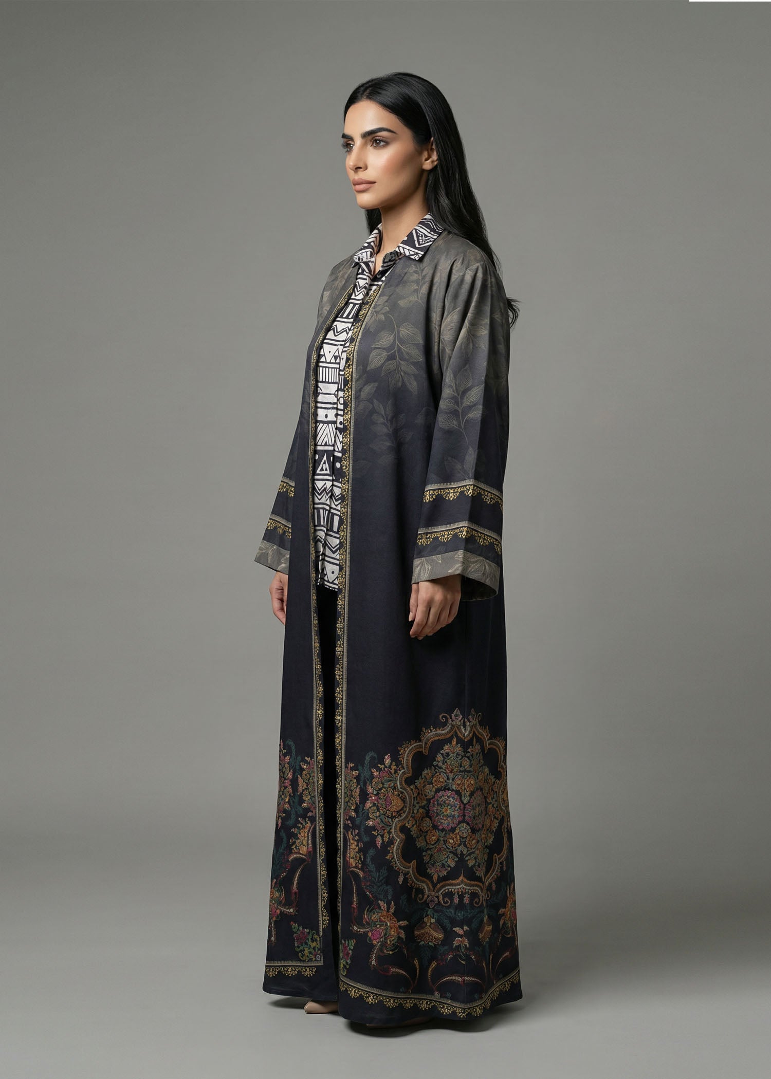 silk Abaya in Multi