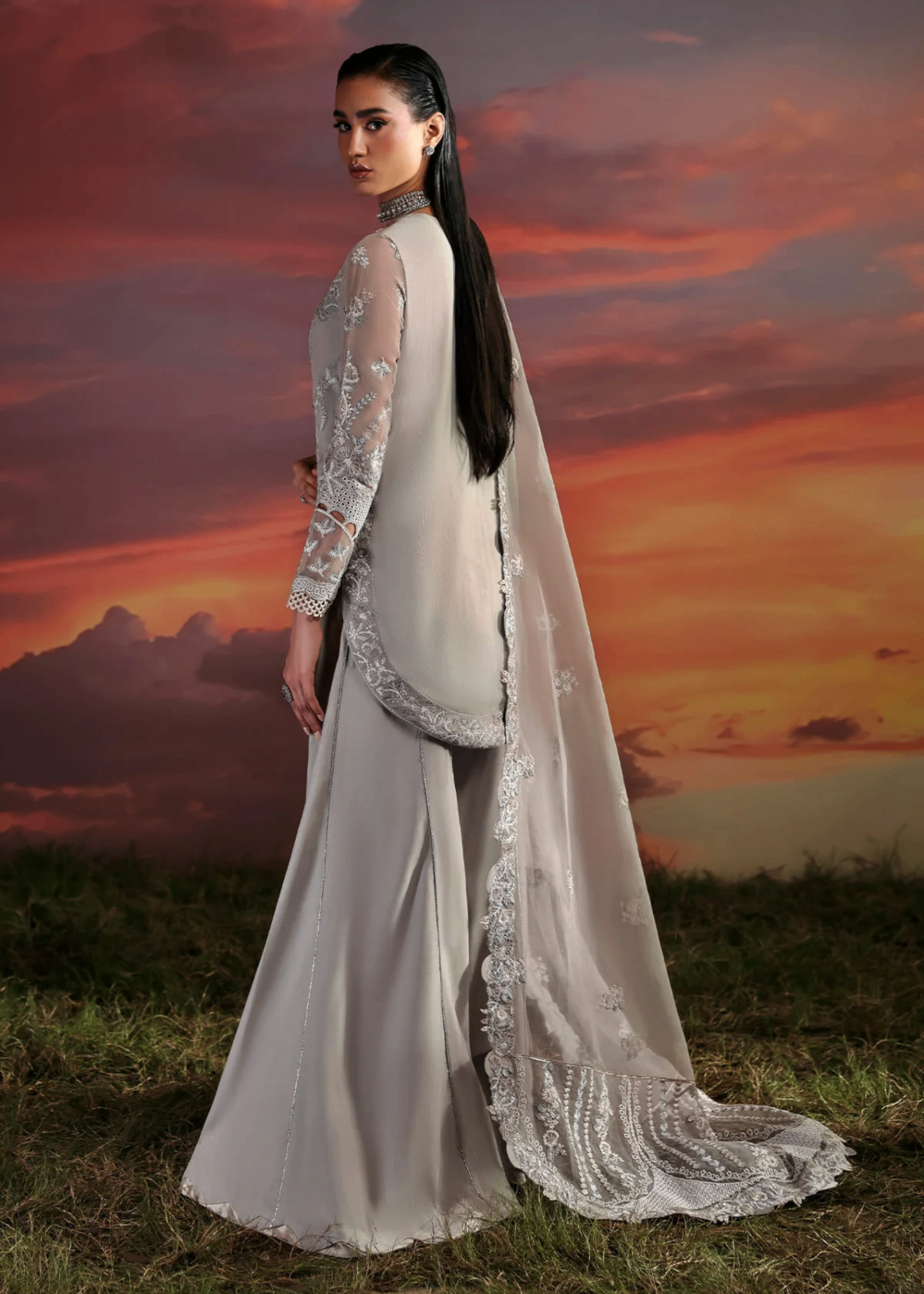 chiffon Sharara in Ash grey