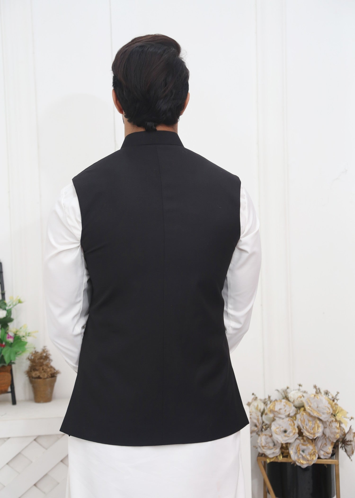 tropical Waistcoat in Black