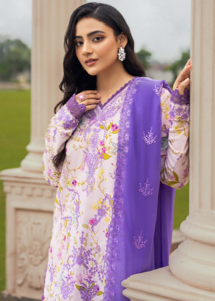 karandi Kurta Set in Lavender mist