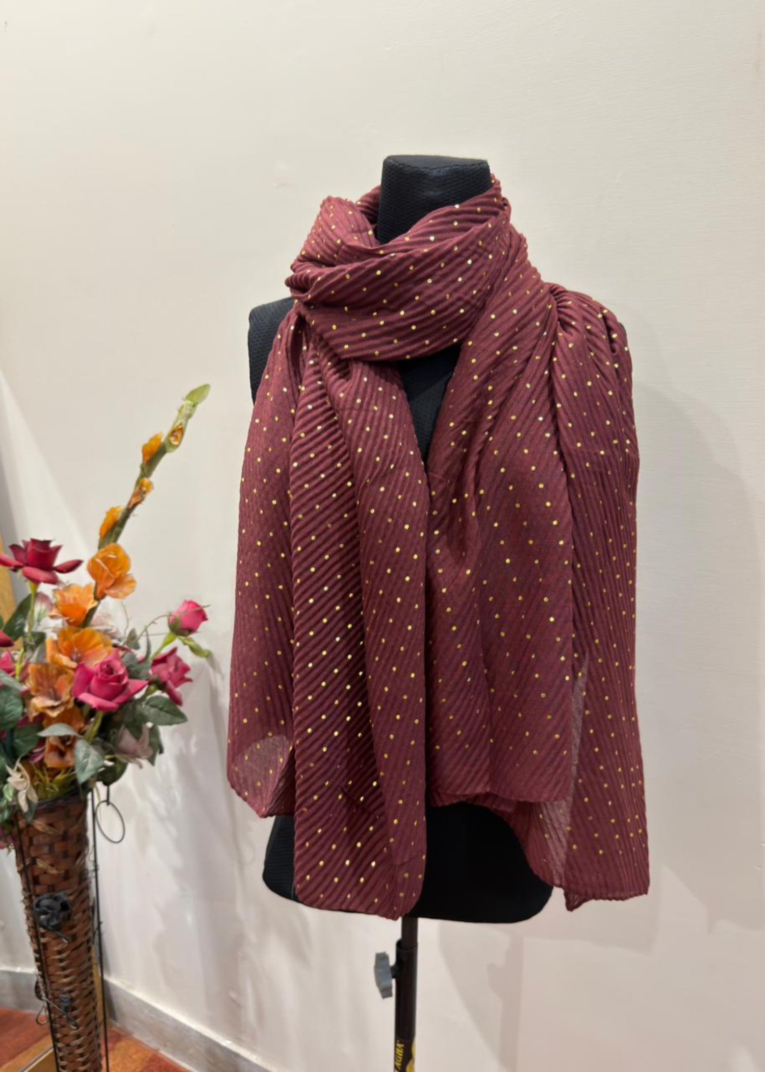 textured lawn Hijab in Maroon