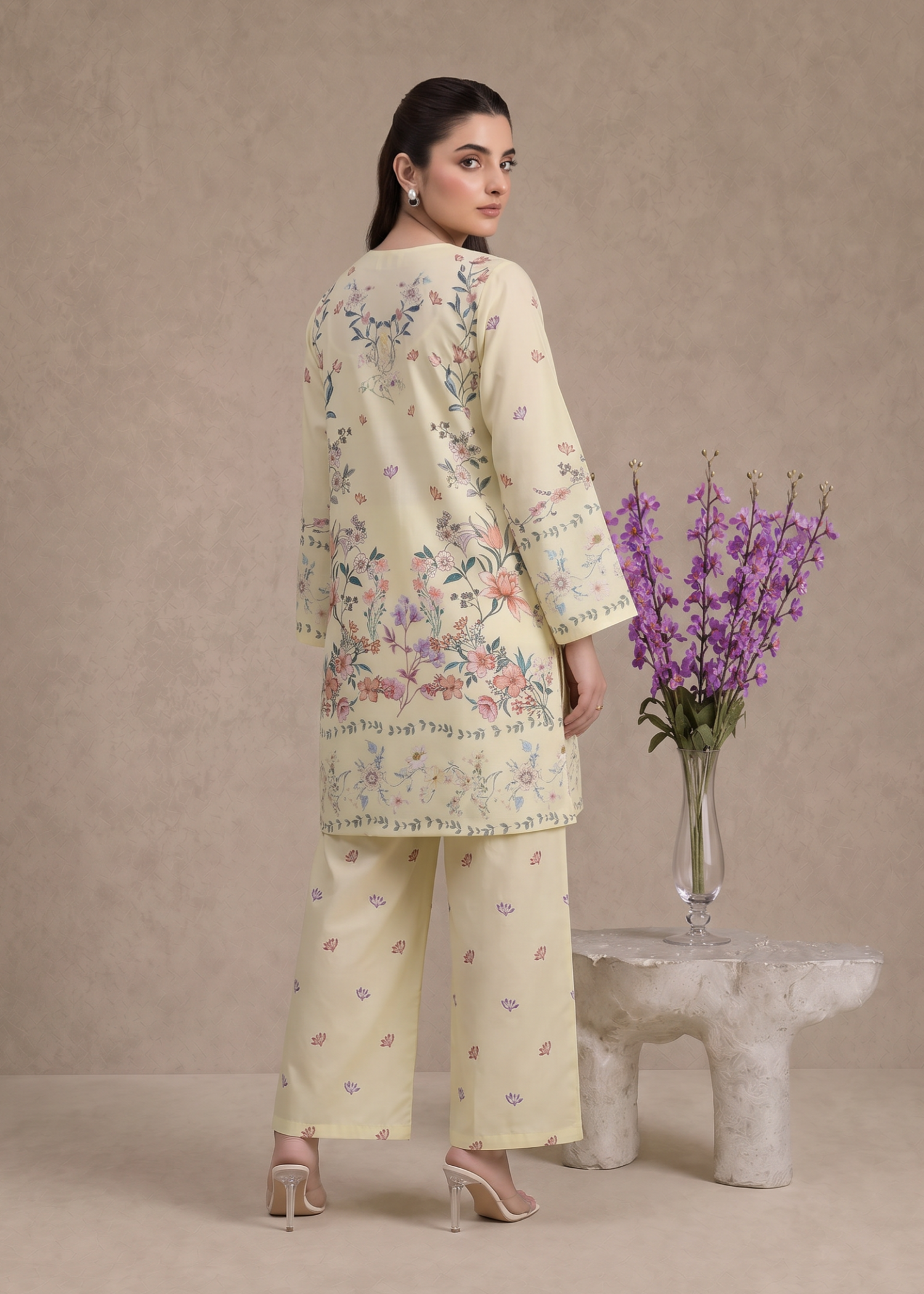 polyester crepe Co Ord Sets in Light yellow