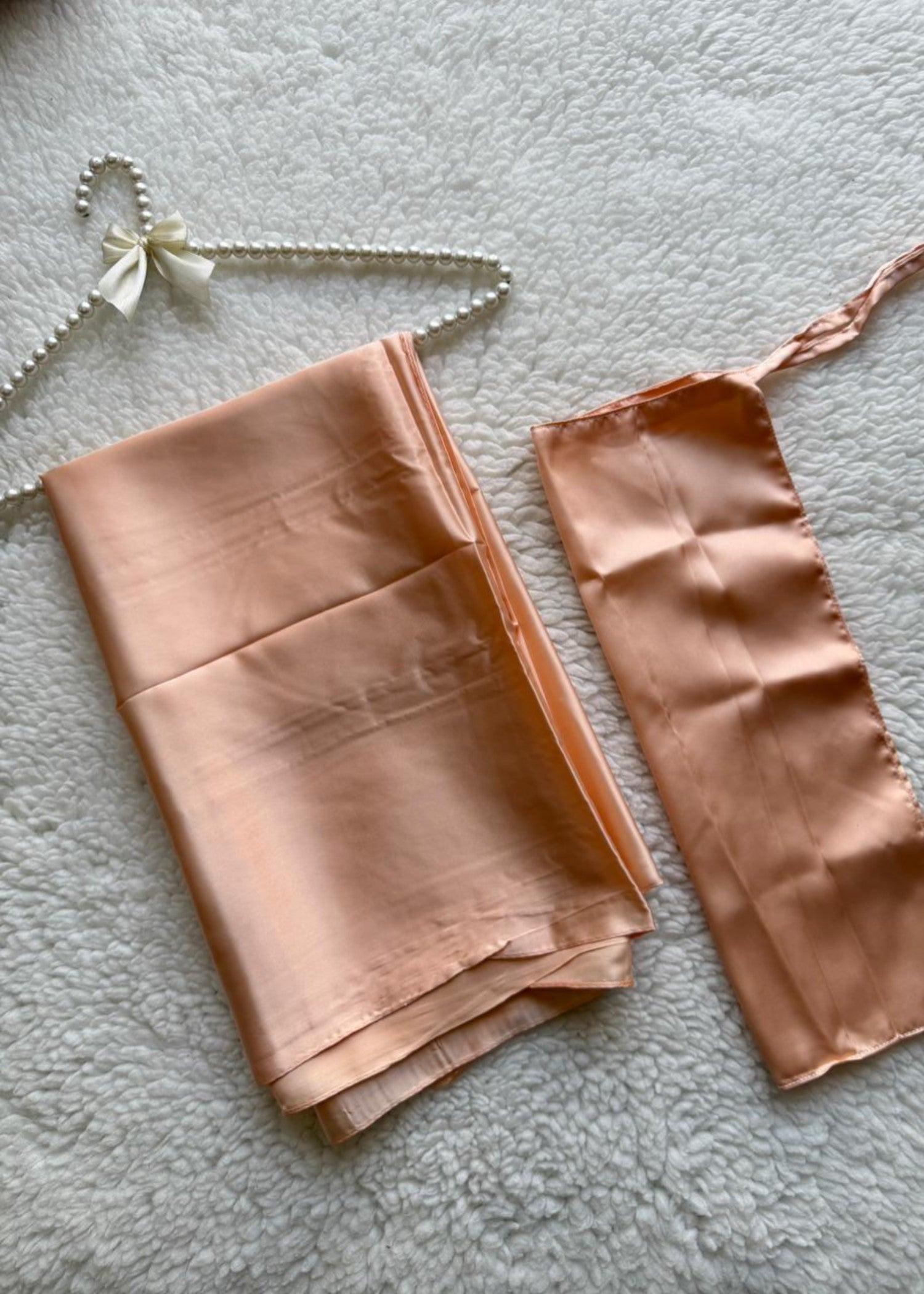 satin silk Veil in Peach pink