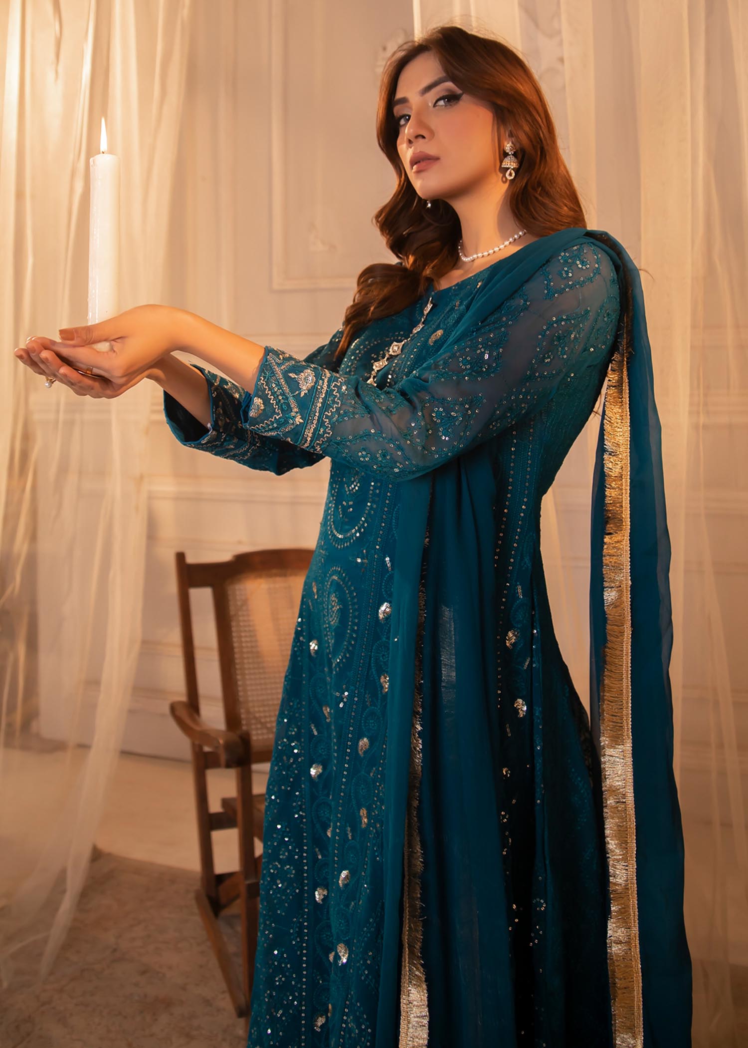 chiffon Maxi in Bondi blue
