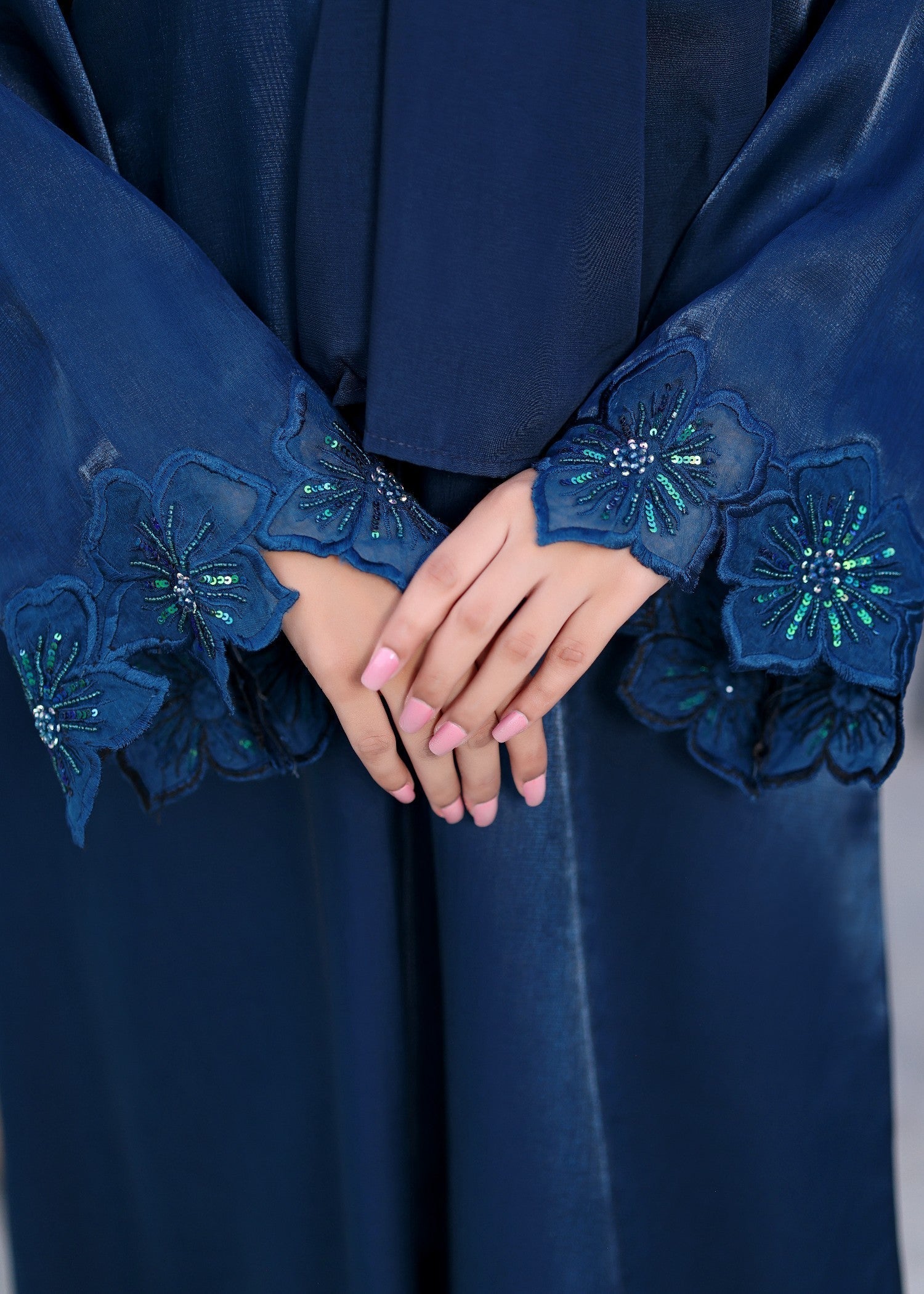 silk georgette Abaya in Blue