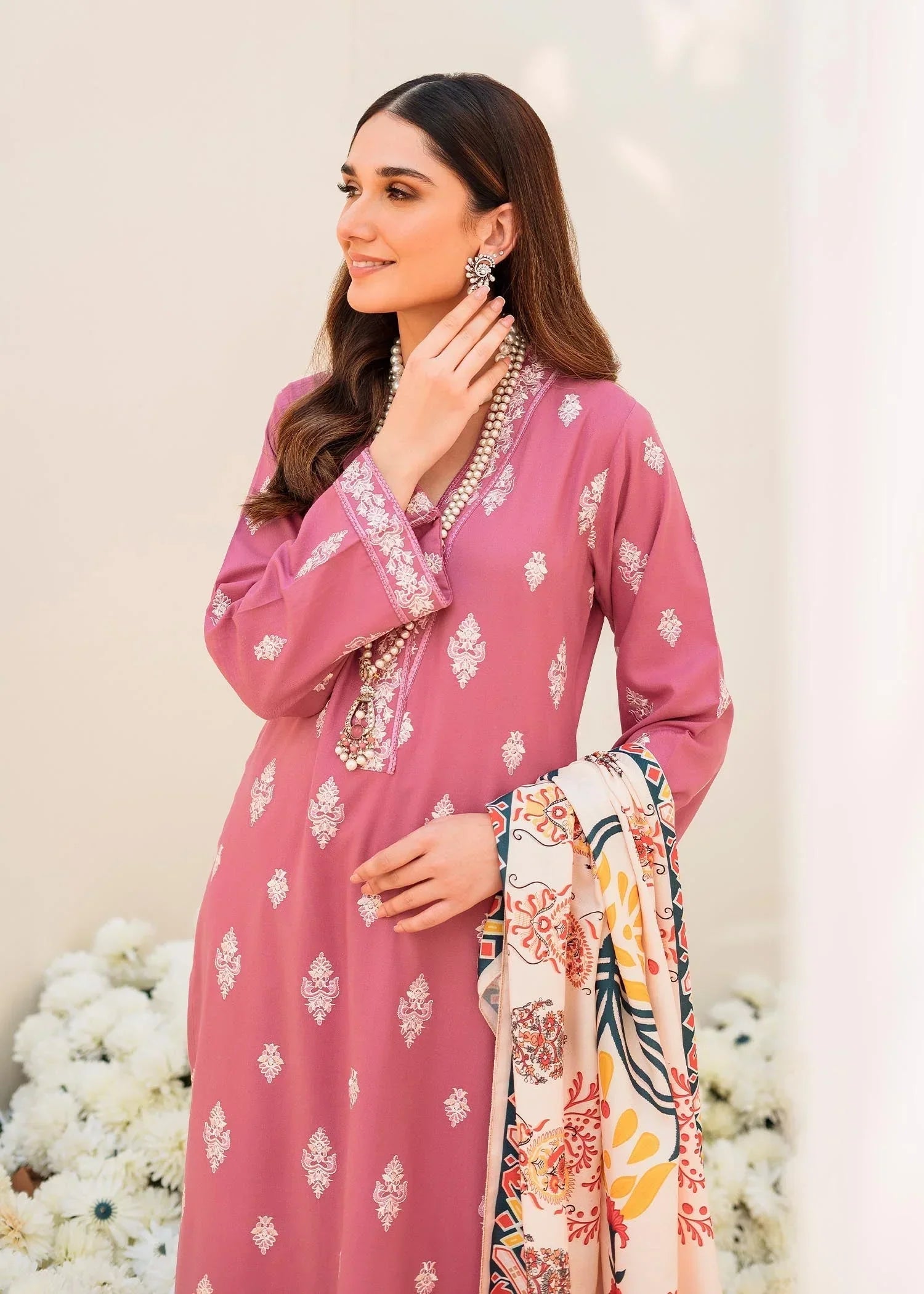 linen Kurta Set in Tea rose pink
