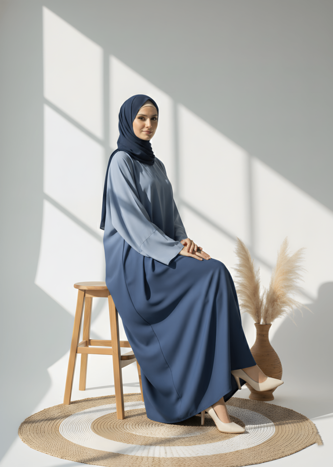 georgette Abaya in Steel teal