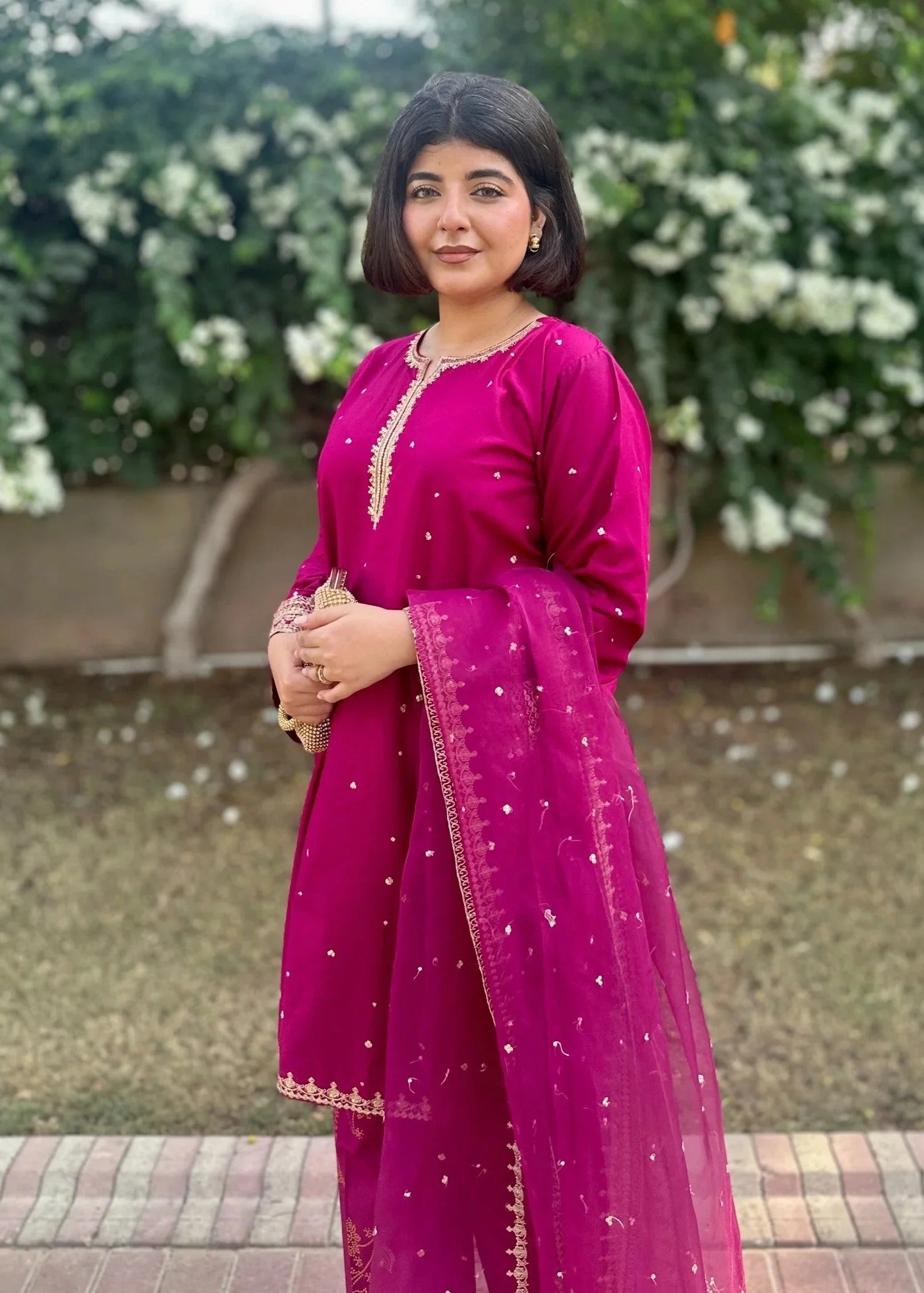 khaddar Kurta Set in Plum