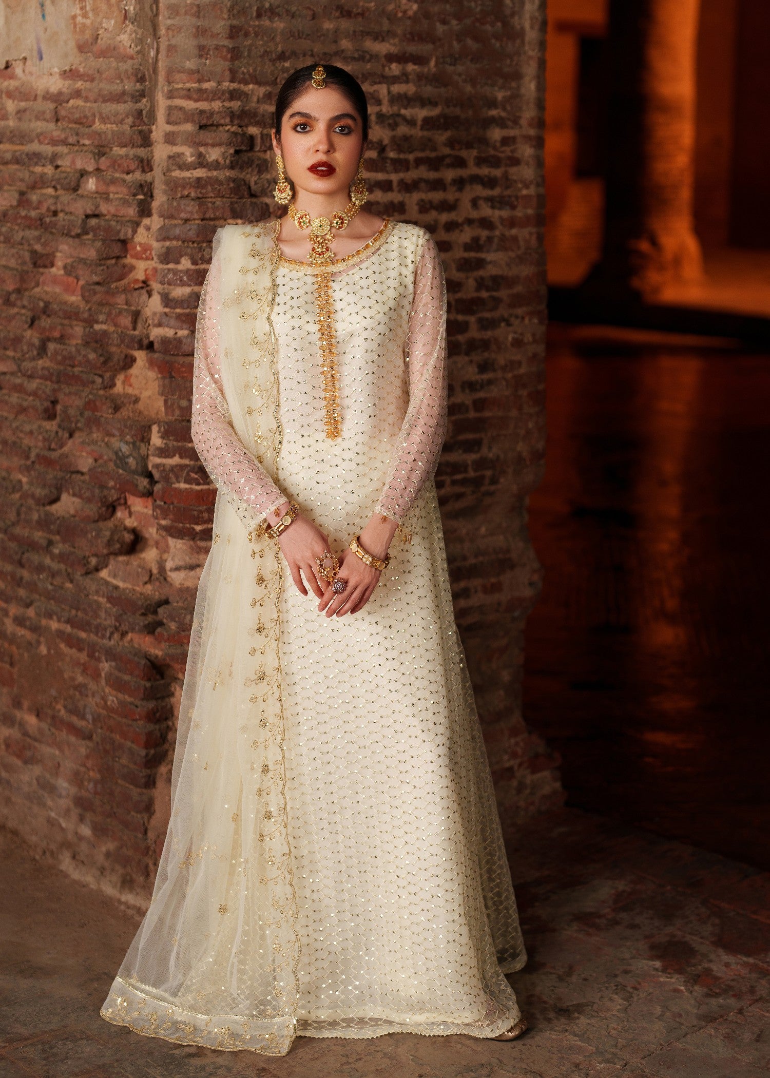 crinkle chiffon Maxi in Ivory