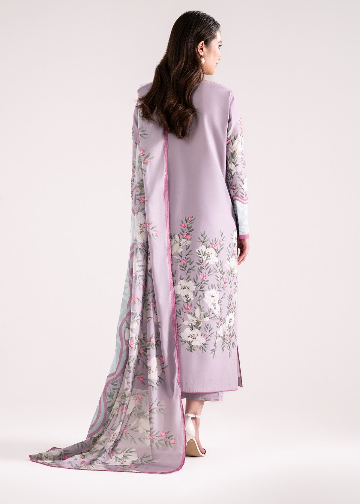 poly lawn Kurta Set in Lilac