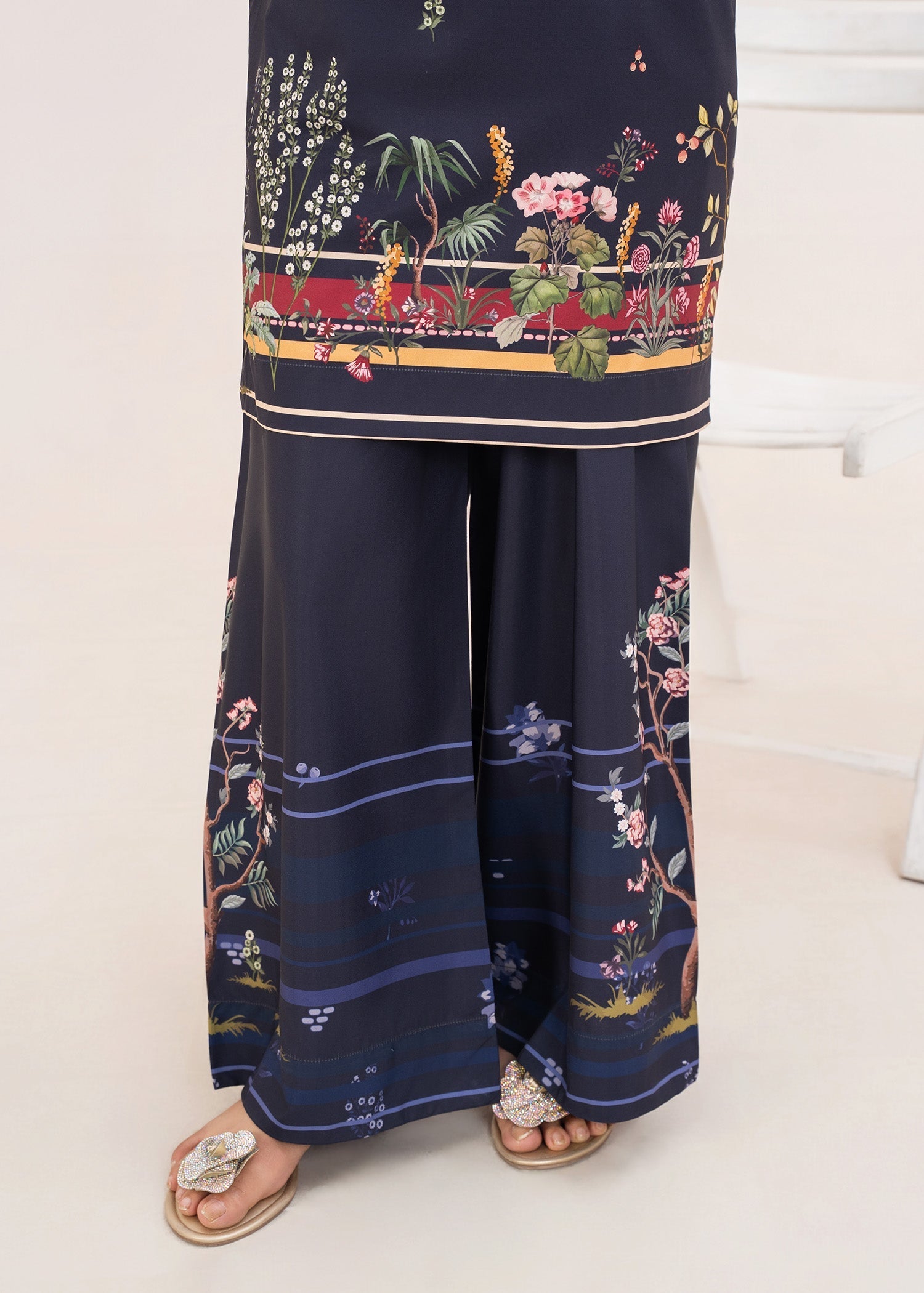 poly lawn Co Ord Sets in Navy blue