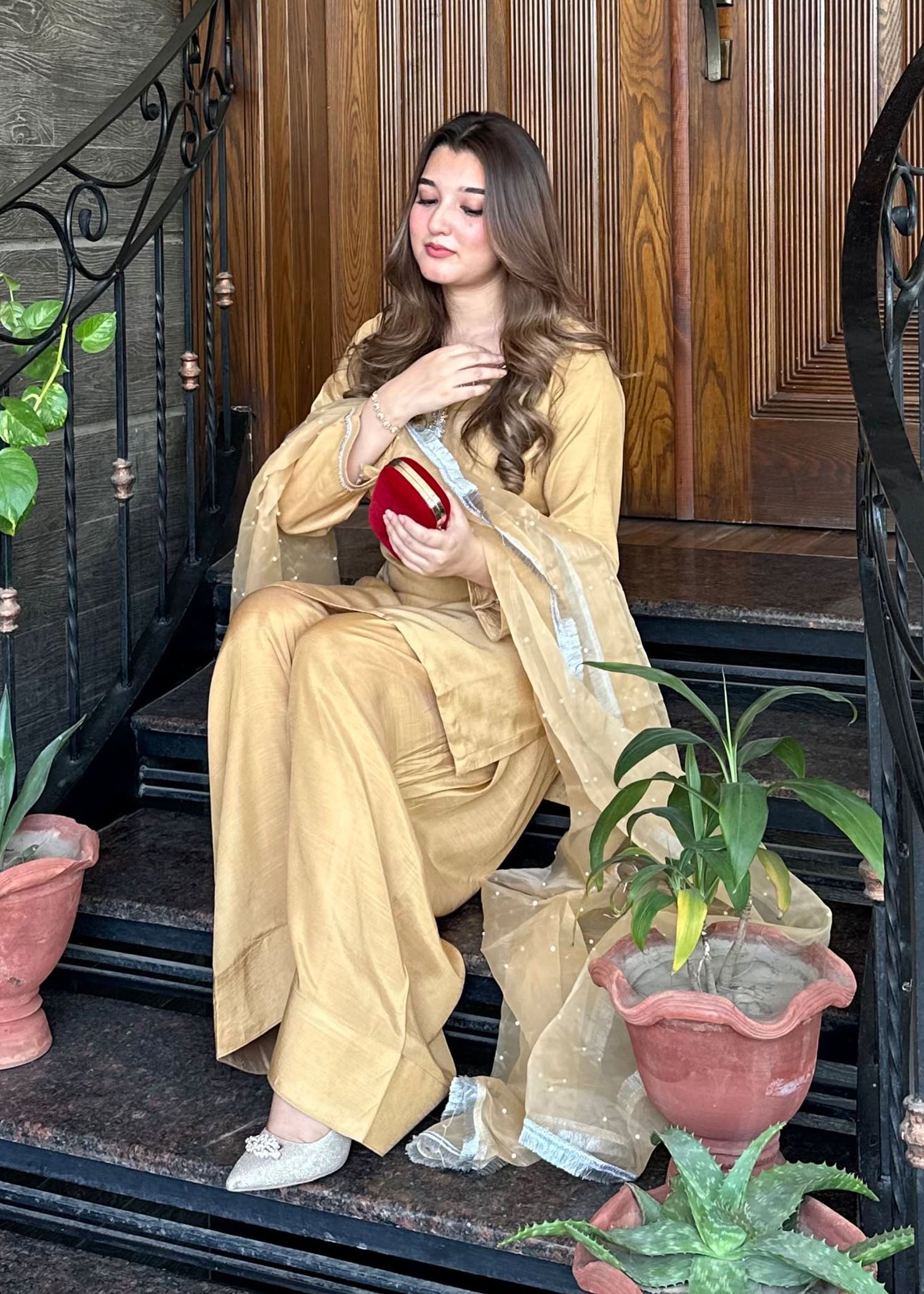 viscose thai silk Kurta Set in Gold
