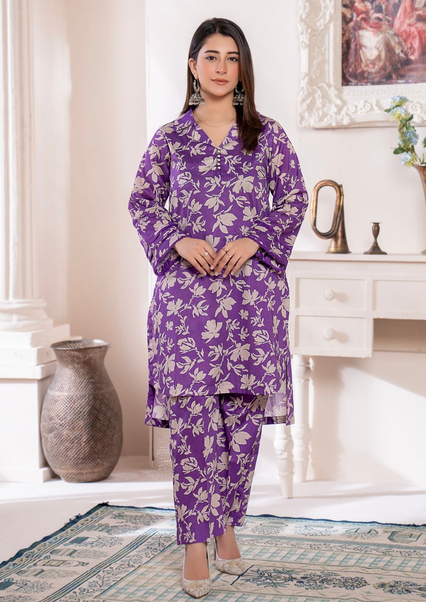 lawn Co Ord Sets in Royal purple