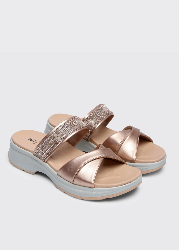 Slides in Peach pink by - High Quality Women Slides JEF8194