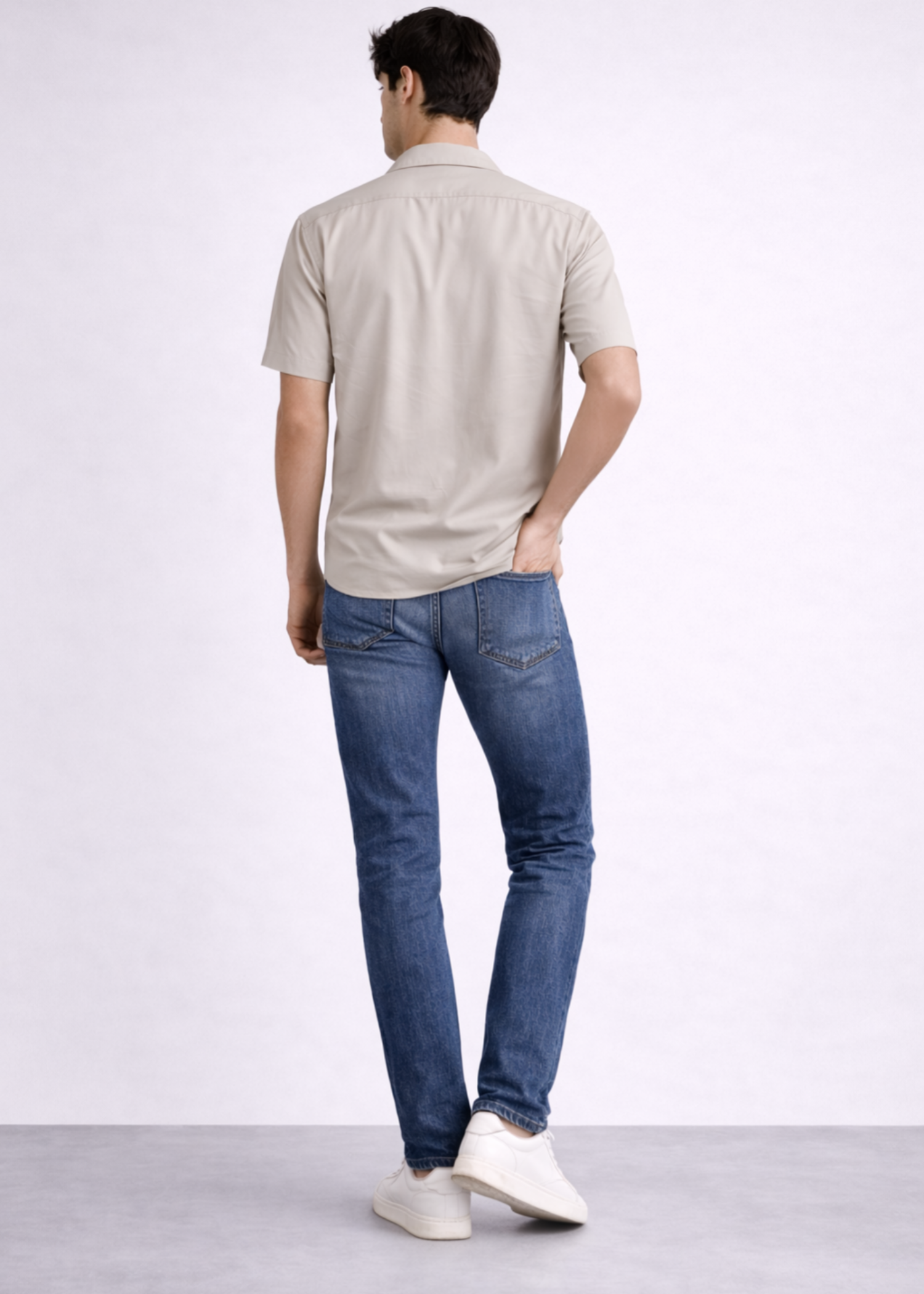 cotton Casual Shirt in Warm grey