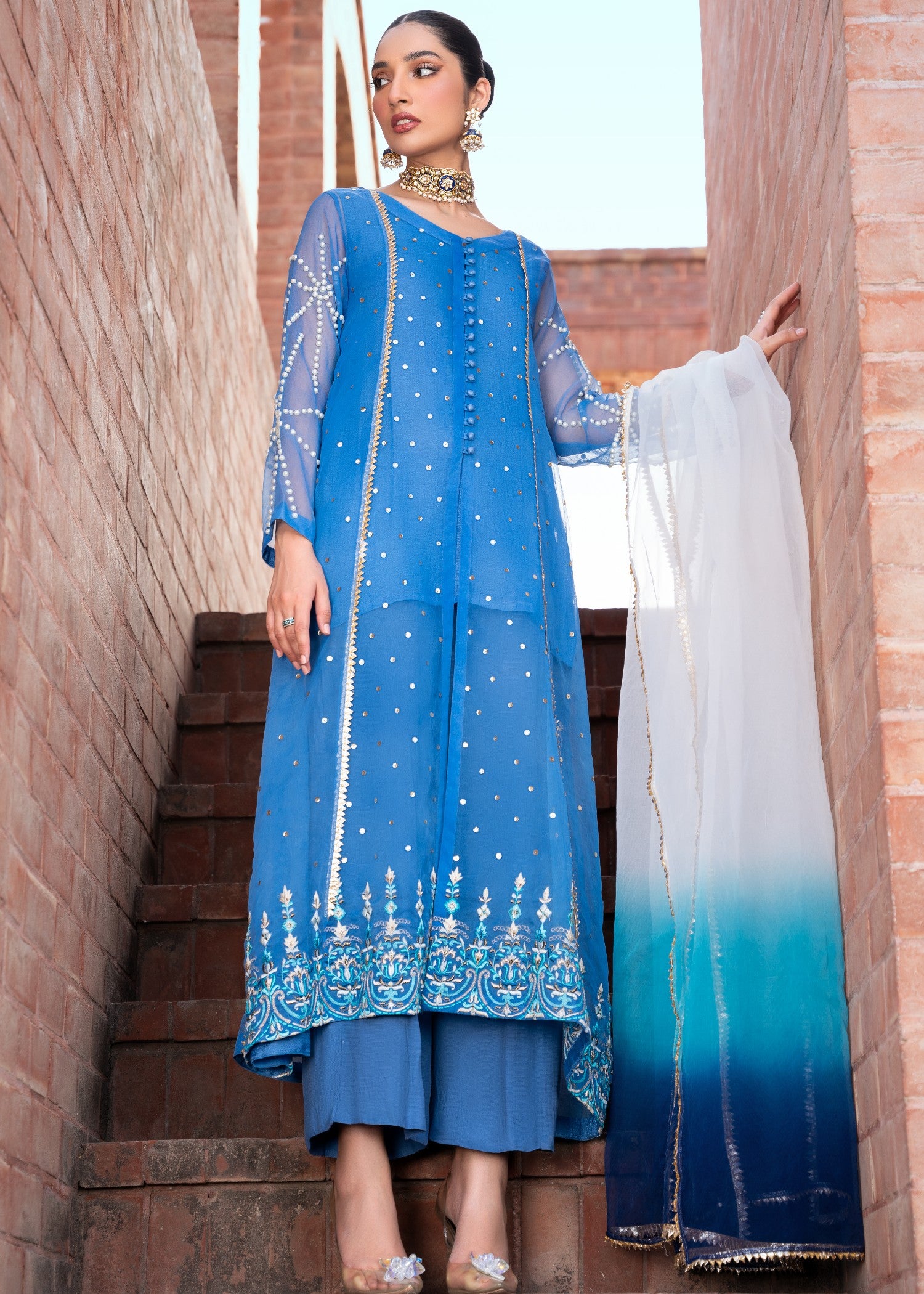 organza Gown in Blue