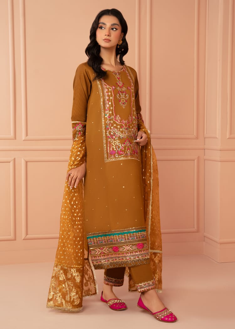 cotton karandi Kurta Set in Mustard