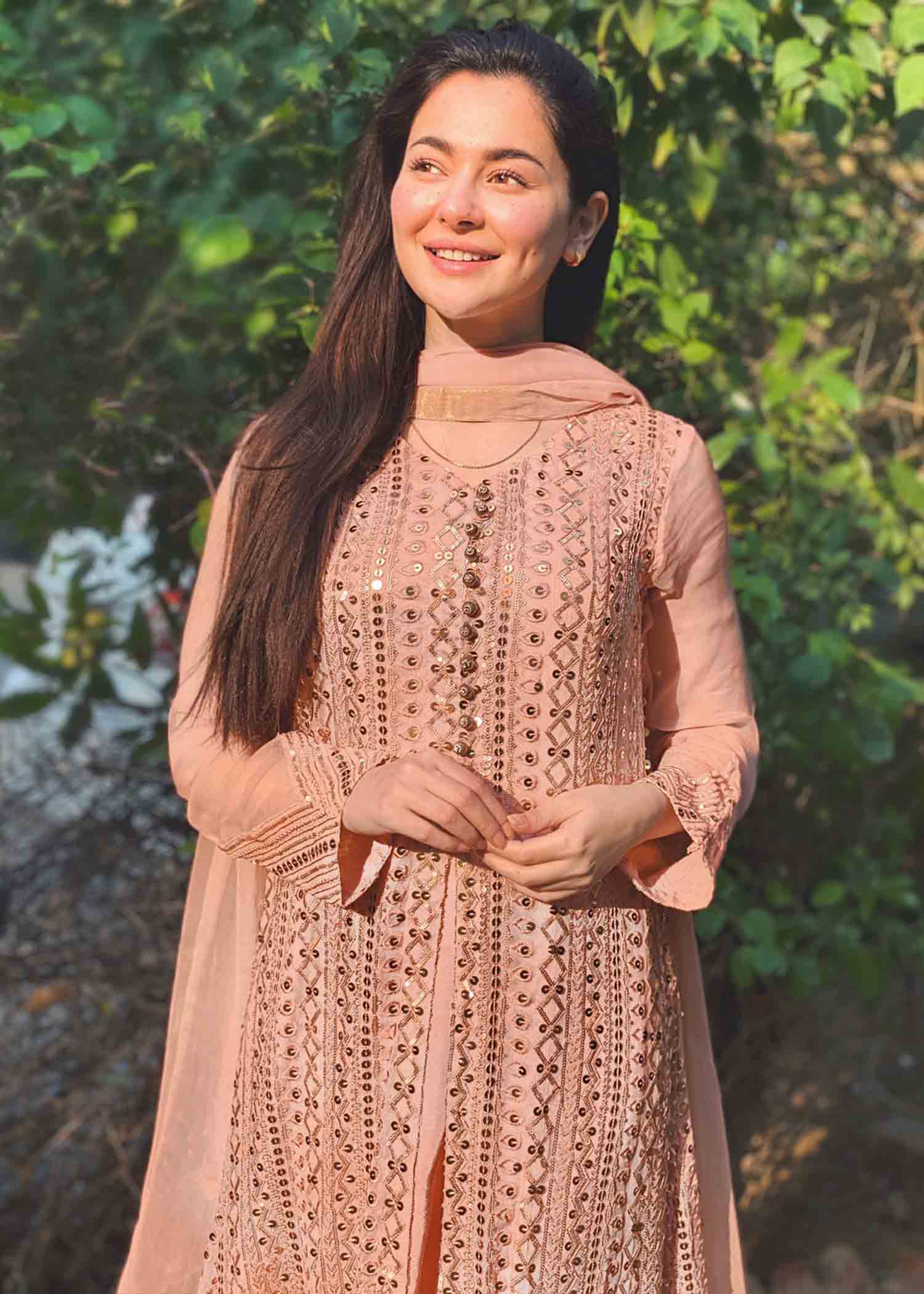 chiffon Gown in Peach pink