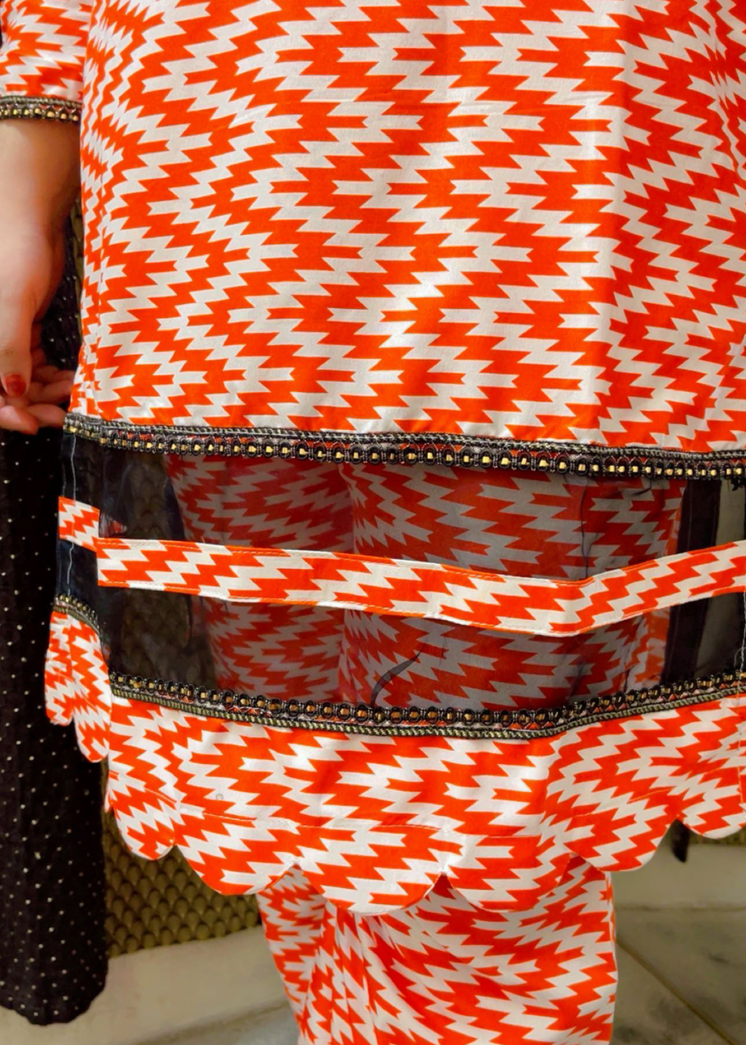 silk finish lawn Co Ord Sets in Orange