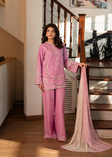 textured lawn Kurta Set in Cotton candy