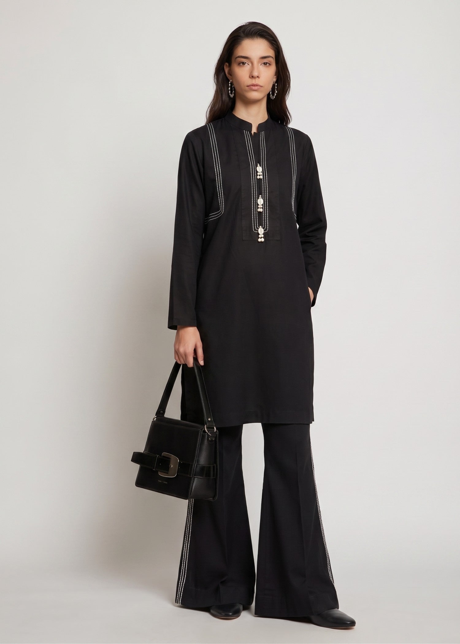 georgette chiffon Kurta Set in Black