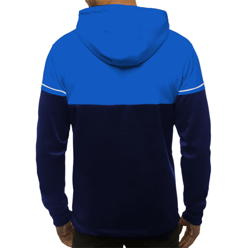 Men'S Sweater Casual Cardigan Hooded Color Matching Men'S Clothing