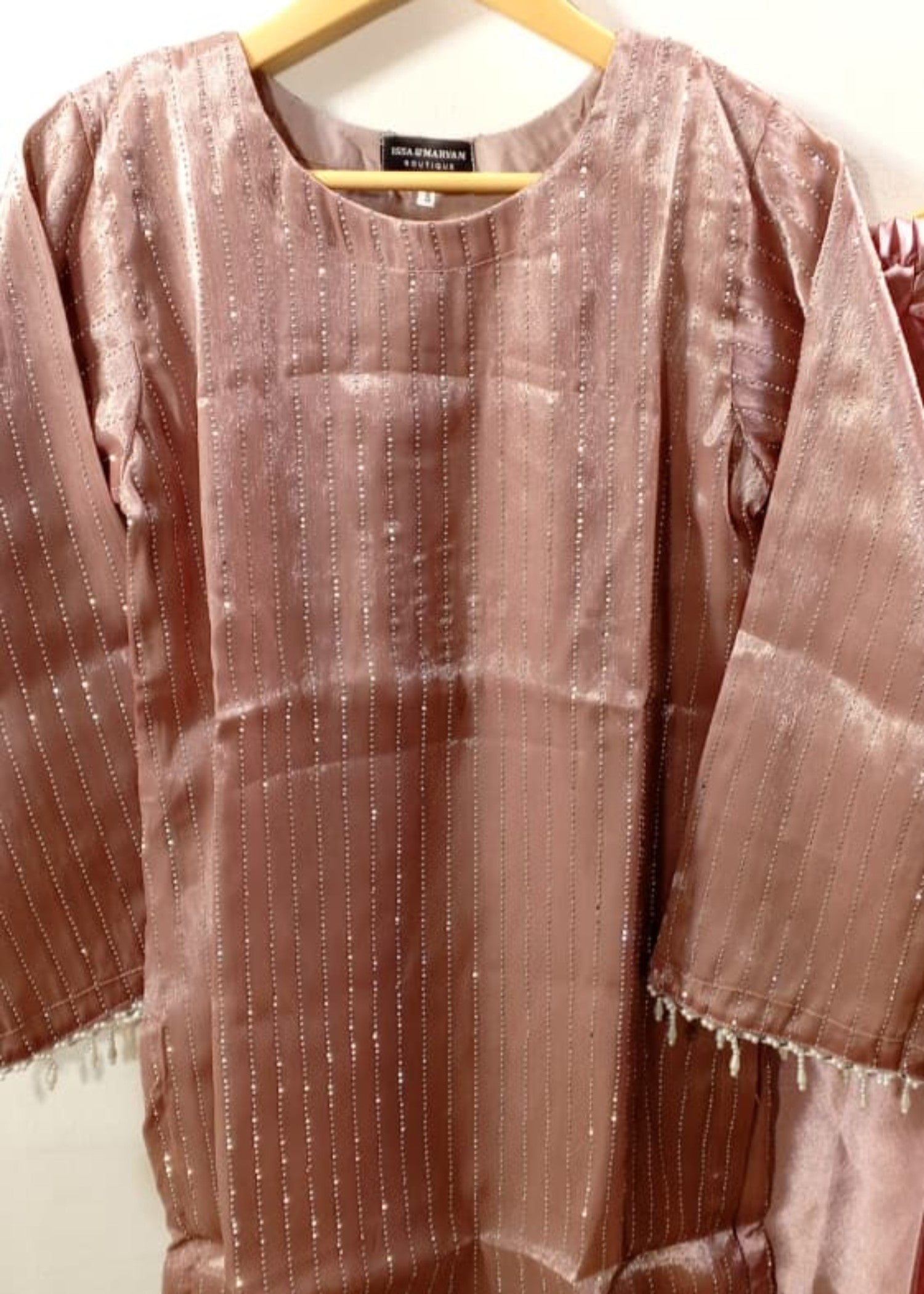 crinkle Kurta Set in Purple taupe