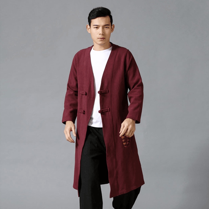 Large Size Men'S Jacket with Chinese Disc Button