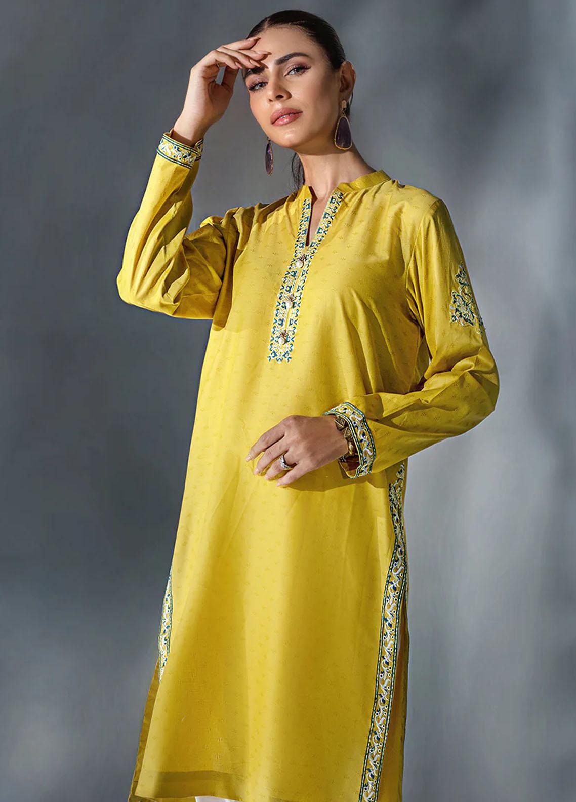 lawn Kurti in Mellow yellow