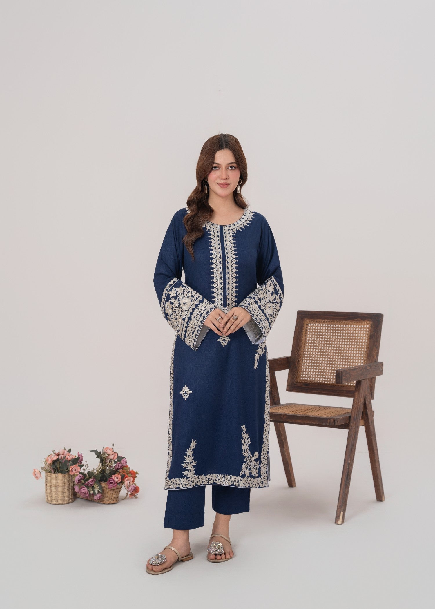 dhanak Kurta Set in Cobalt blue