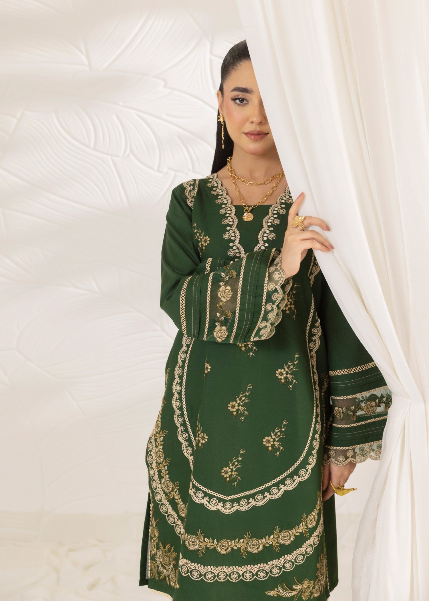 cotton dobby Kurta Set in Green