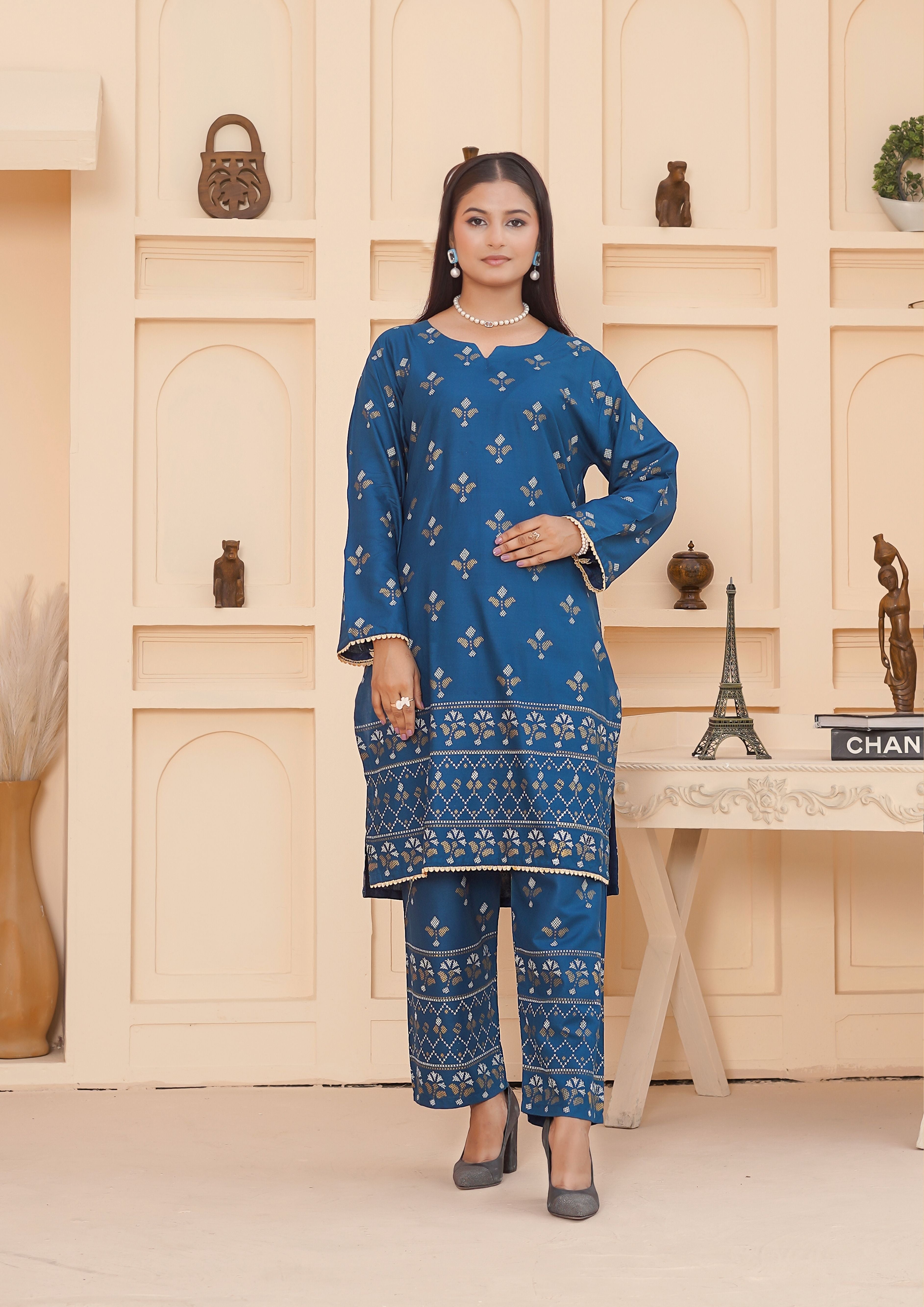 arabic lawn Co Ord Sets in Teal
