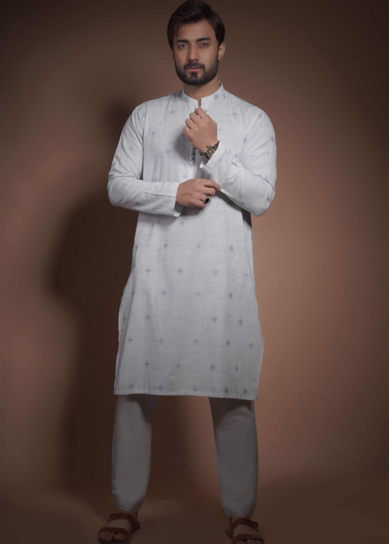 cotton Kurta Set in Ice blue