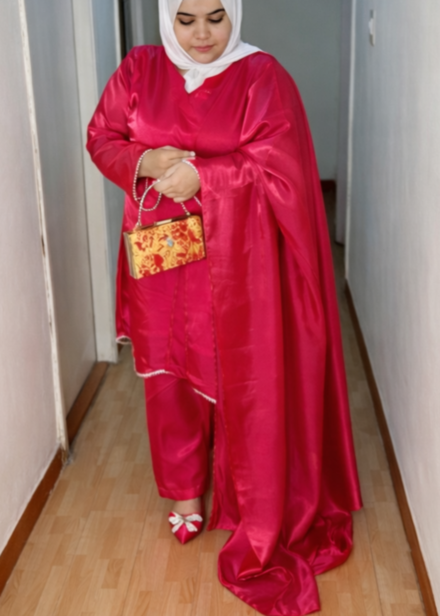 organza silk Kurta Set in Magenta