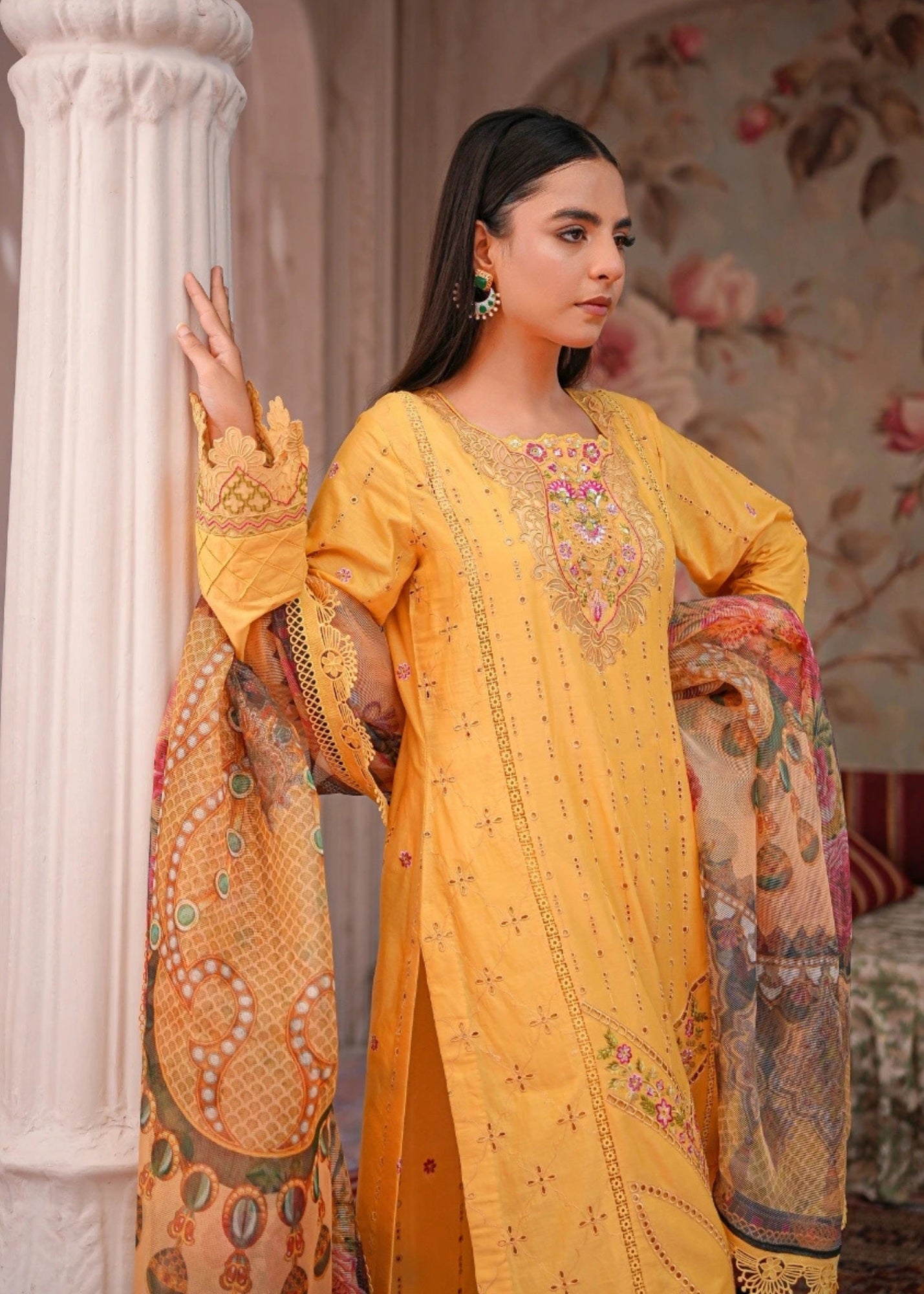 lawn Kurta Set in Mari gold