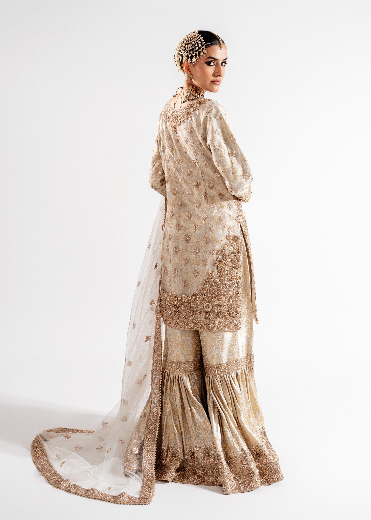 net Gharara in Beige