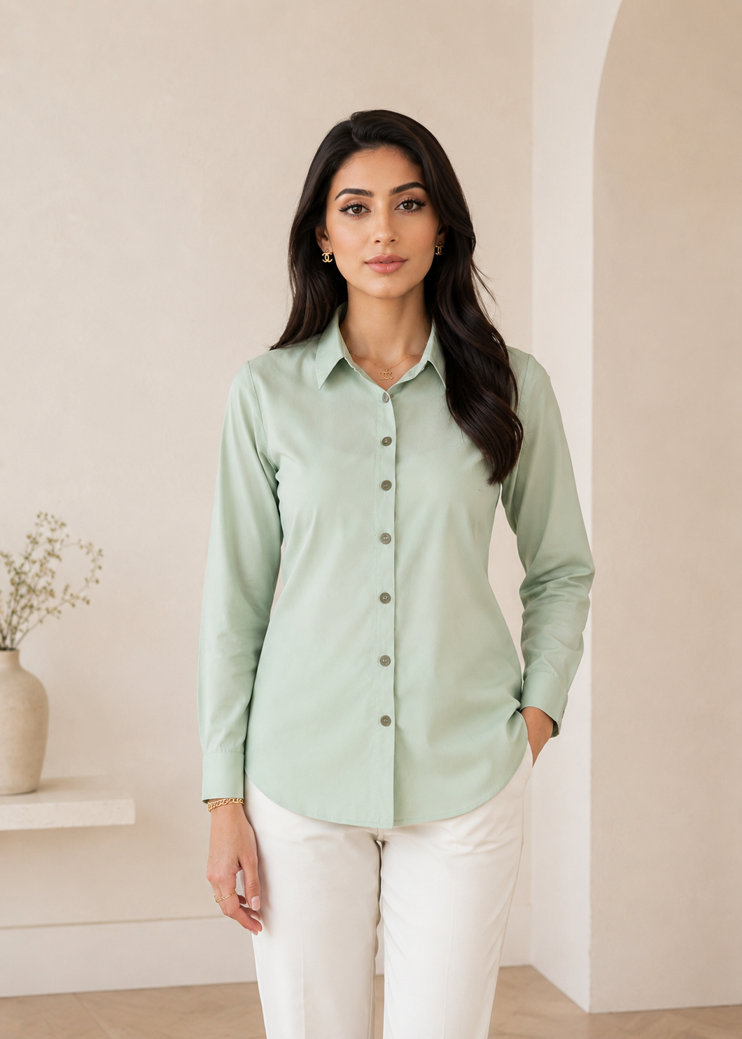 georgette Top in Tea green