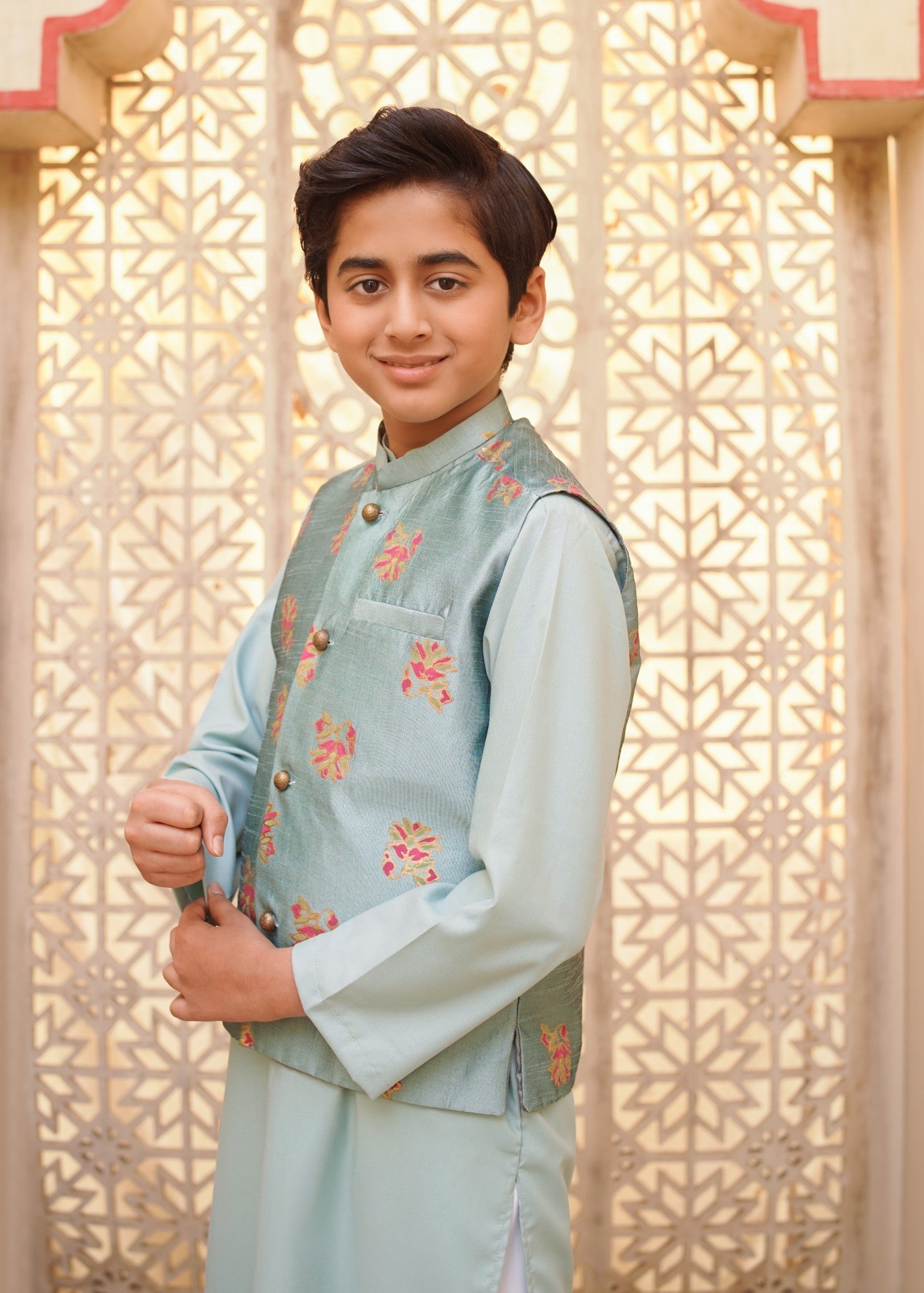 raw silk Waistcoat in Blue