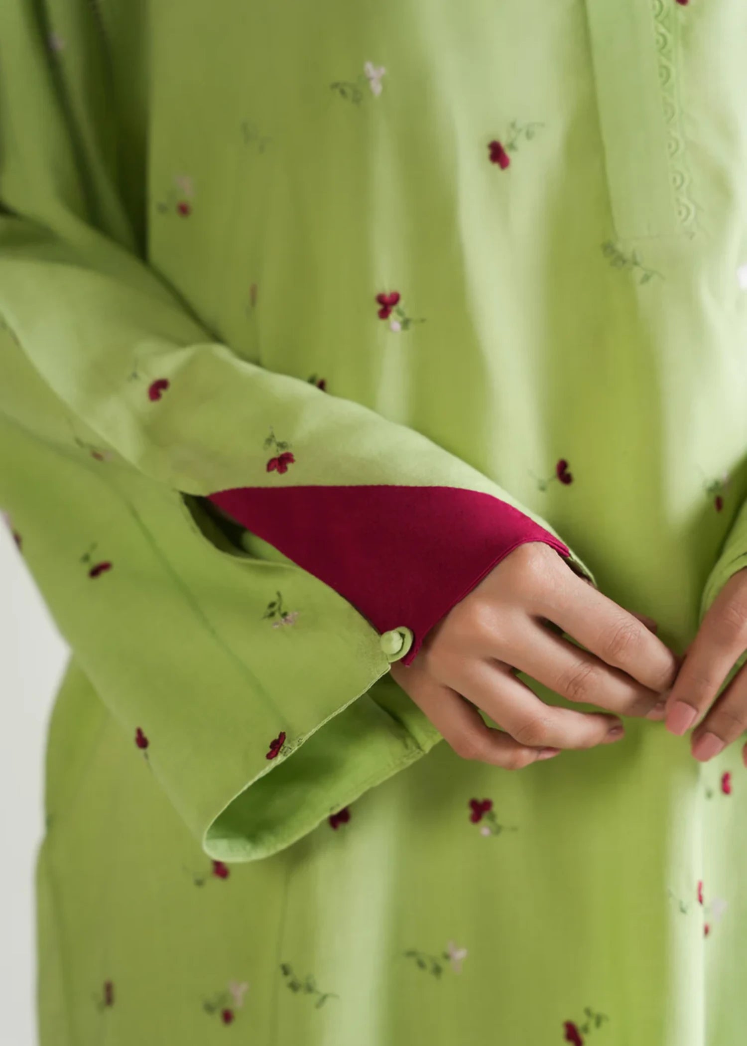 linen Kurti in Green