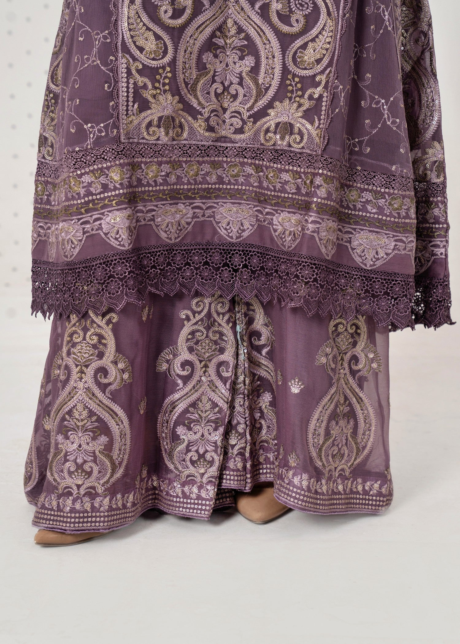 pk crinkle chiffon Kurta Set in Purple mountain majesty